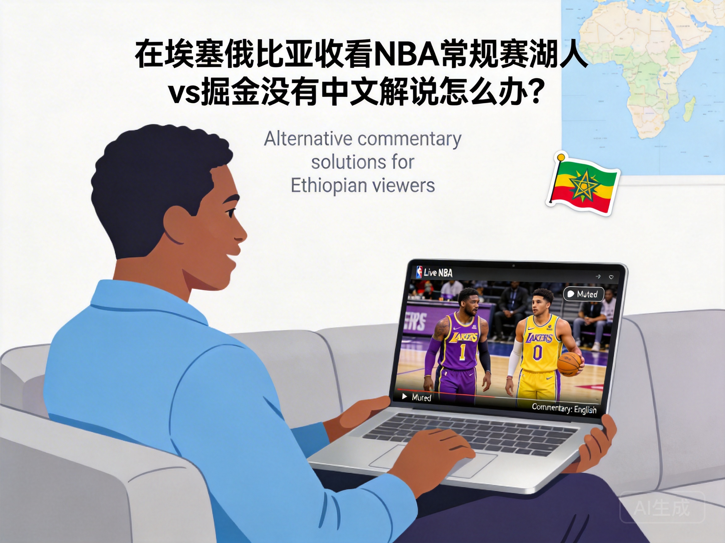 在埃塞俄比亚收看NBA常规赛湖人vs掘金没有中文解说怎么办？