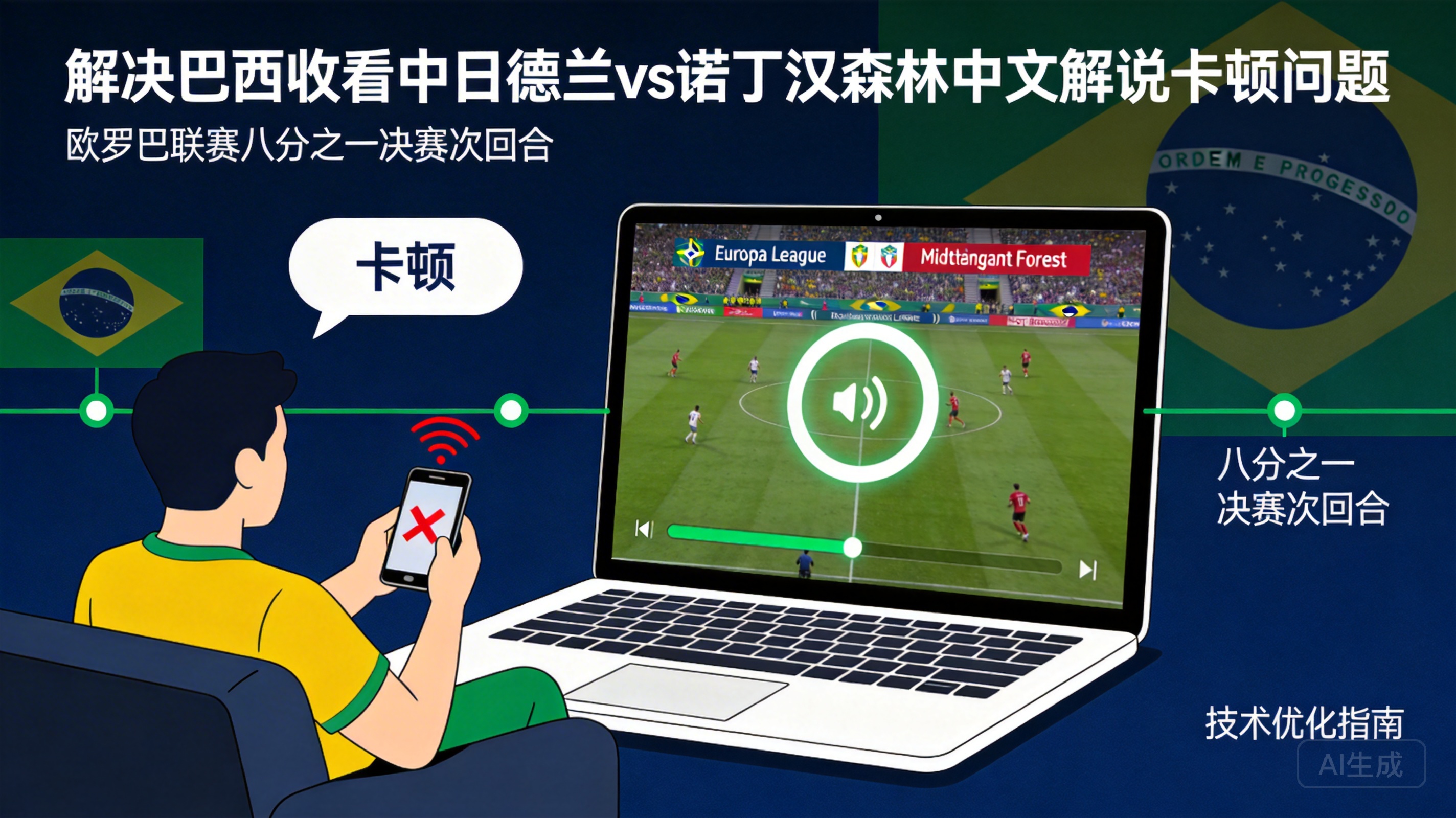 巴西收看欧罗巴联赛八分之一决赛次回合中日德兰对阵诺丁汉森林中文解说卡顿怎么办？