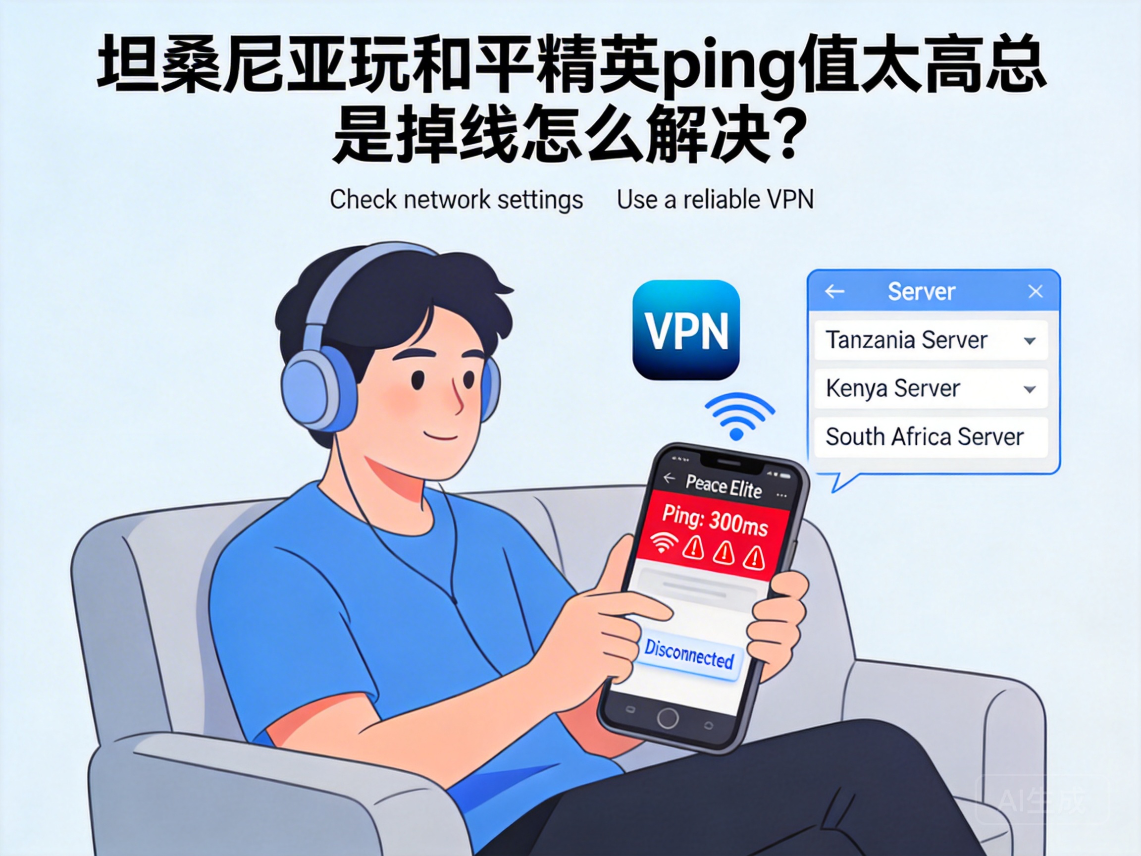 坦桑尼亚玩和平精英ping值太高总是掉线怎么解决？