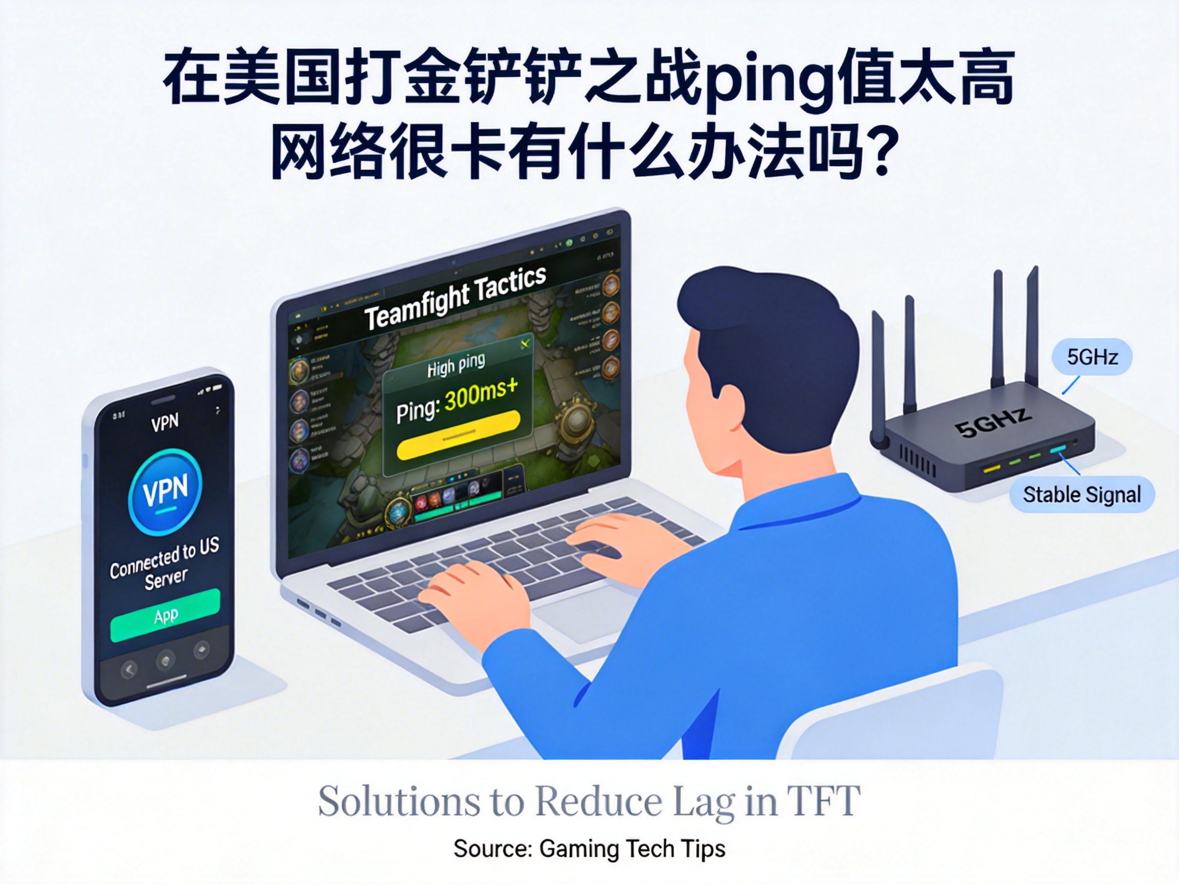 在美国打金铲铲之战ping值太高网络很卡有什么办法吗？