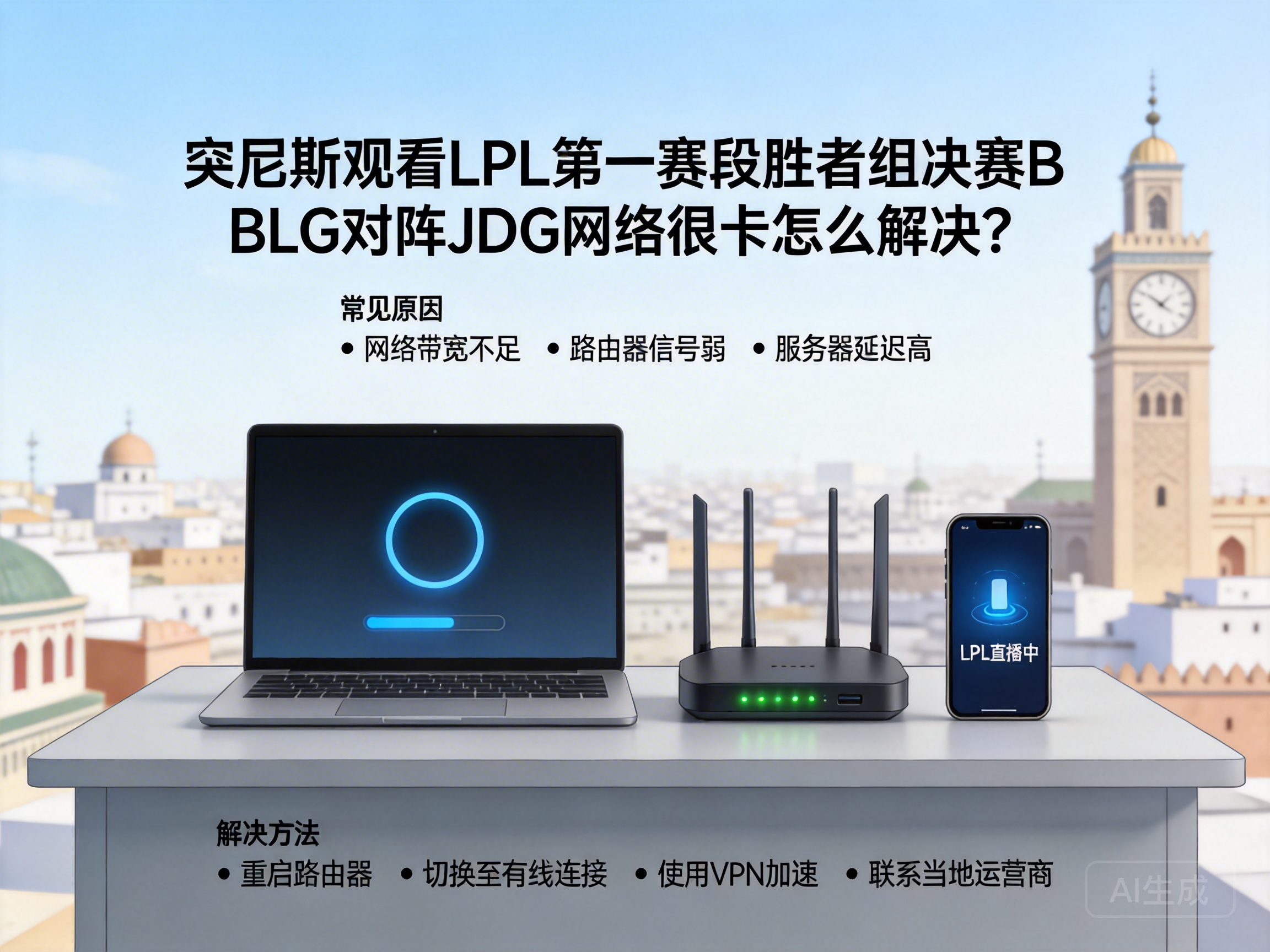 突尼斯观看LPL第一赛段胜者组决赛BLG对阵JDG网络很卡怎么解决?