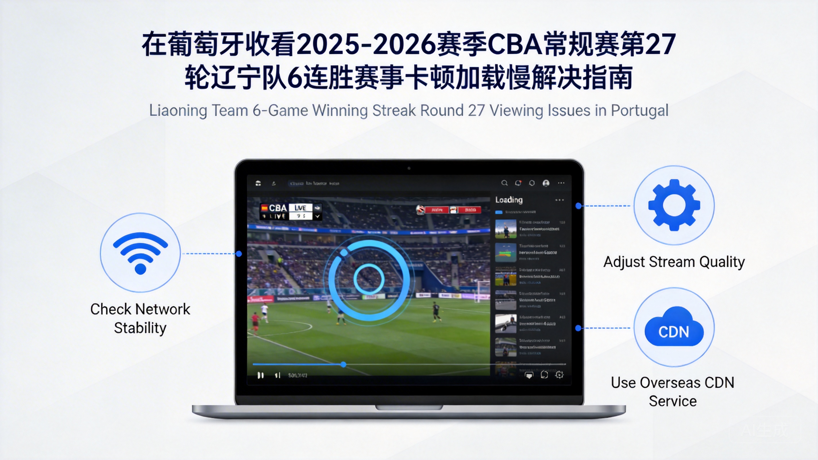 在葡萄牙收看2025-2026赛季CBA常规赛第27轮辽宁队6连胜赛事，卡顿加载慢怎么解决？