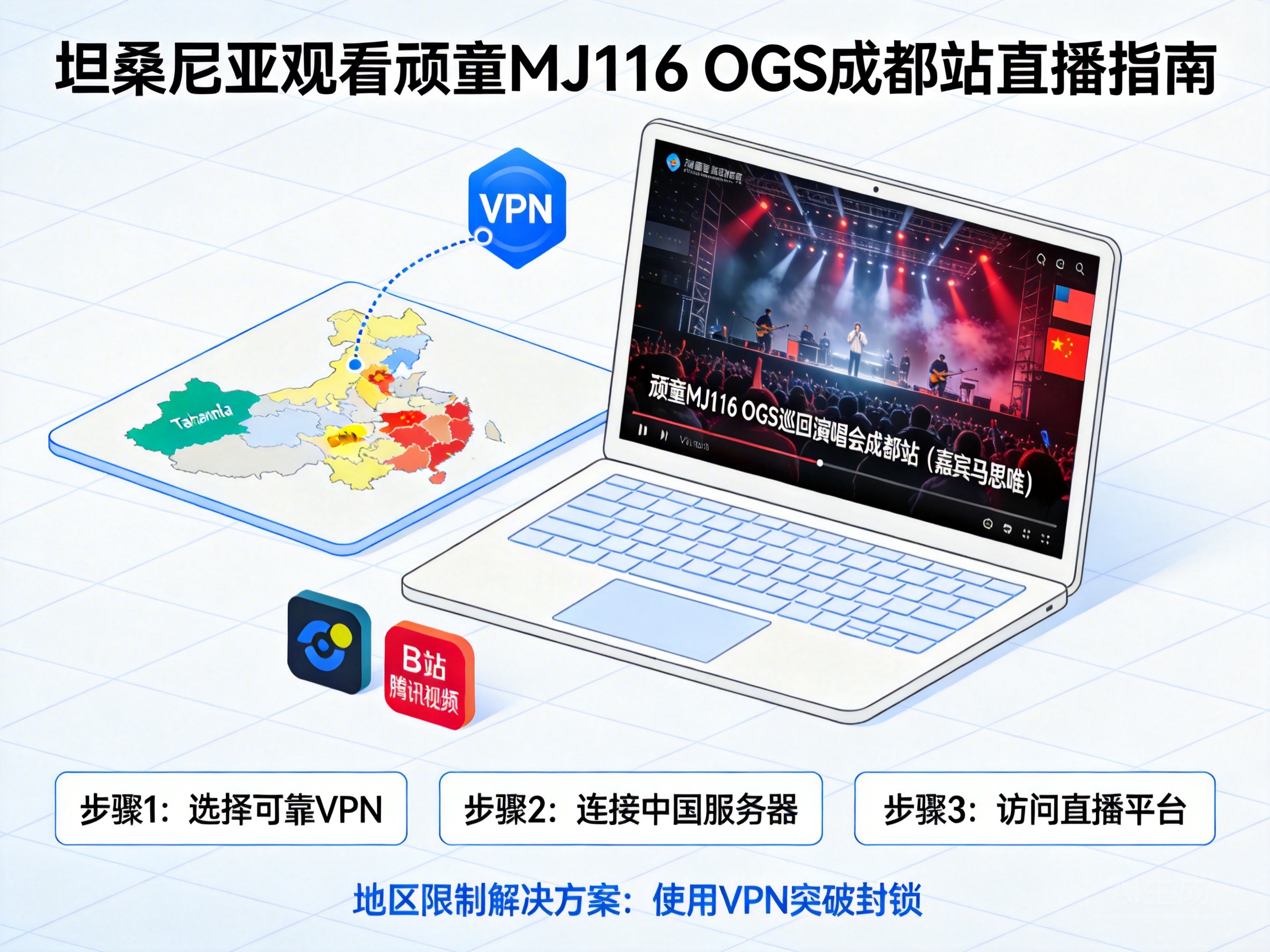坦桑尼亚怎么收看顽童MJ116 OGS巡回演唱会成都站（嘉宾马思唯）直播？有地区限制看不了怎么办？