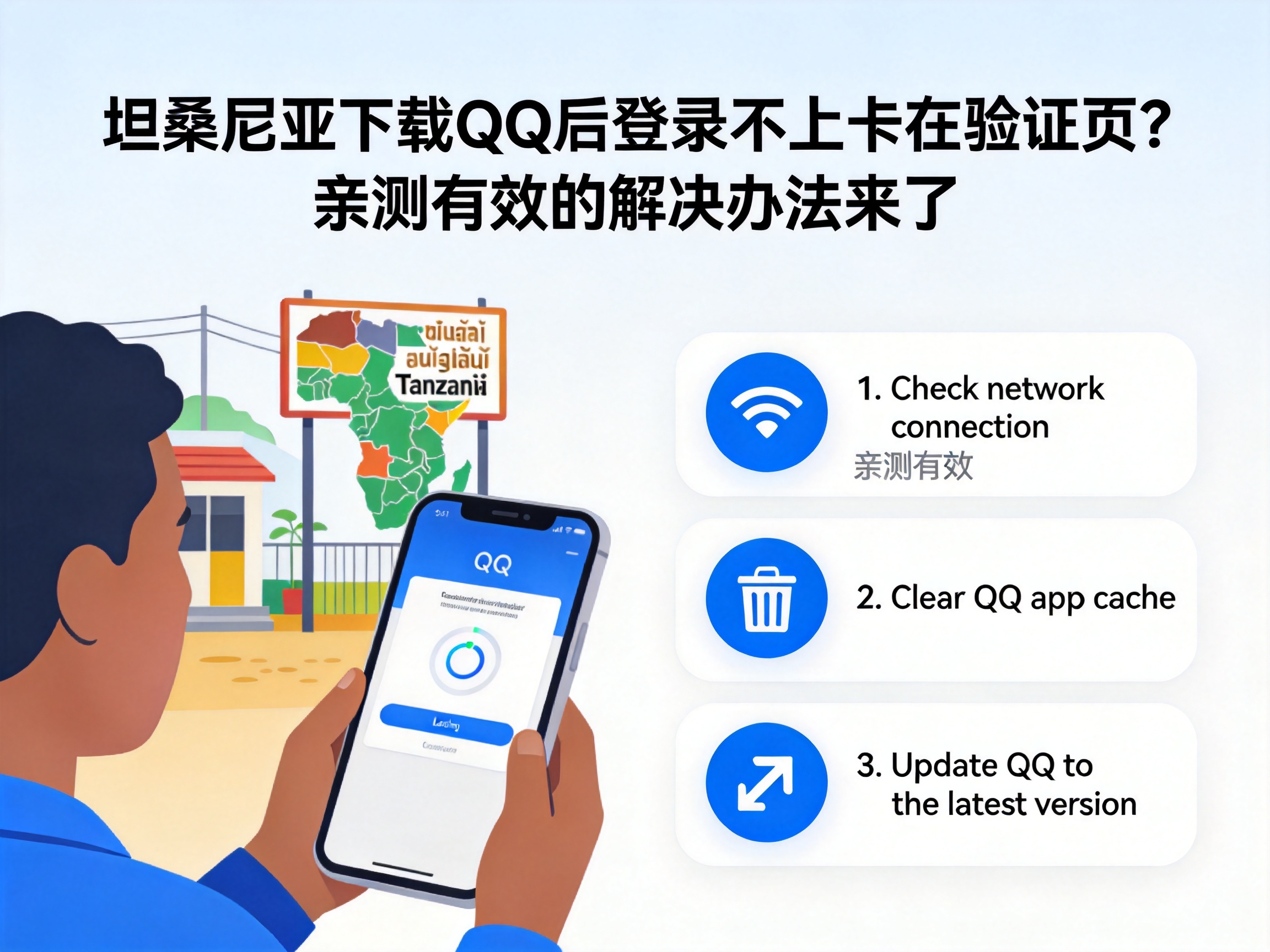 坦桑尼亚下载QQ后登录不上卡在验证页？亲测有效的解决办法来了