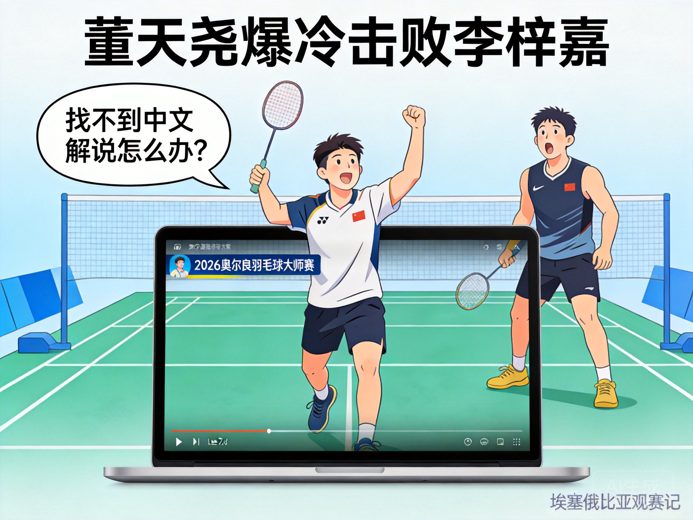 在埃塞俄比亚观看2026奥尔良羽毛球大师赛董天尧爆冷击败李梓嘉，找不到中文解说怎么办？