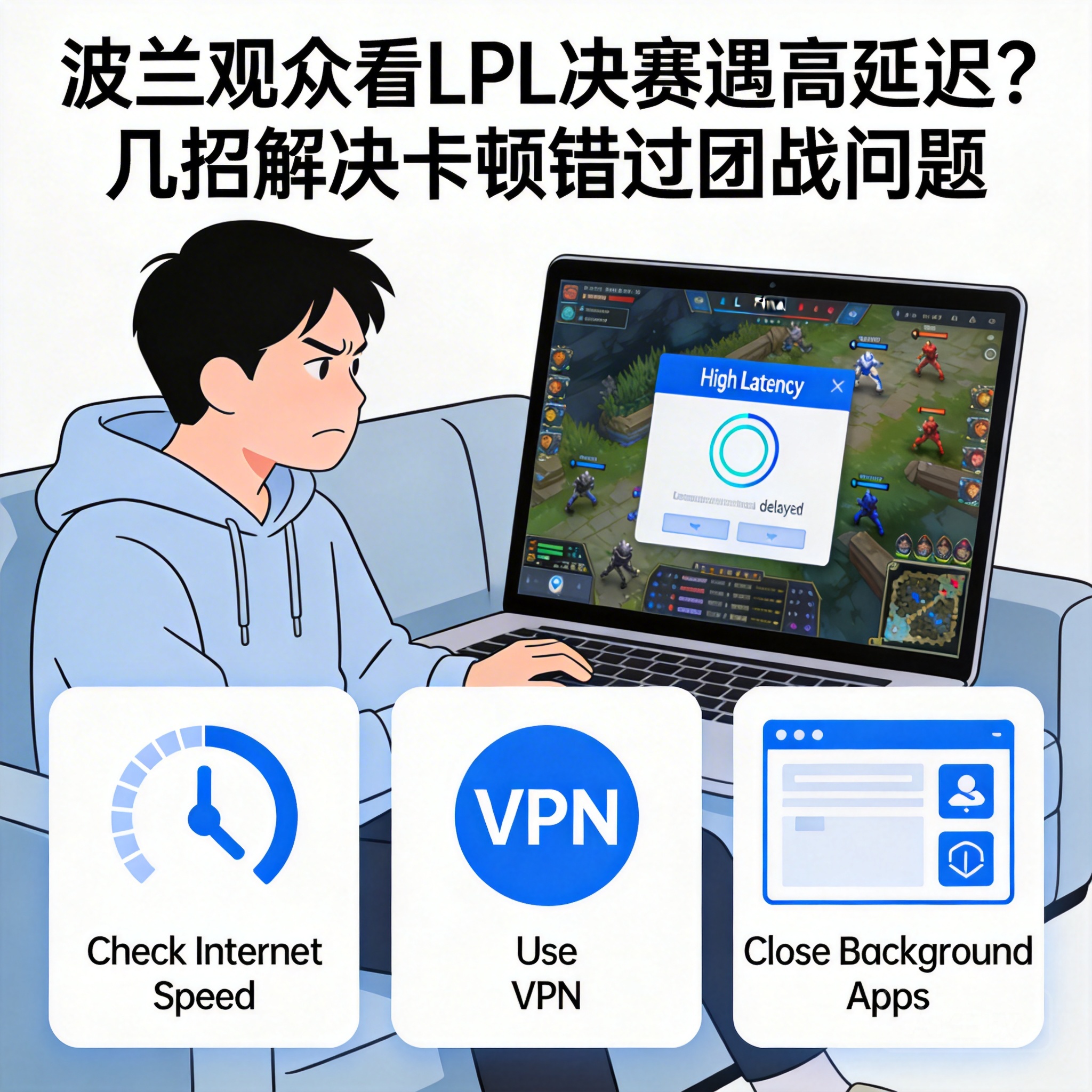 波兰观众看LPL决赛遇高延迟?几招解决卡顿错过团战问题