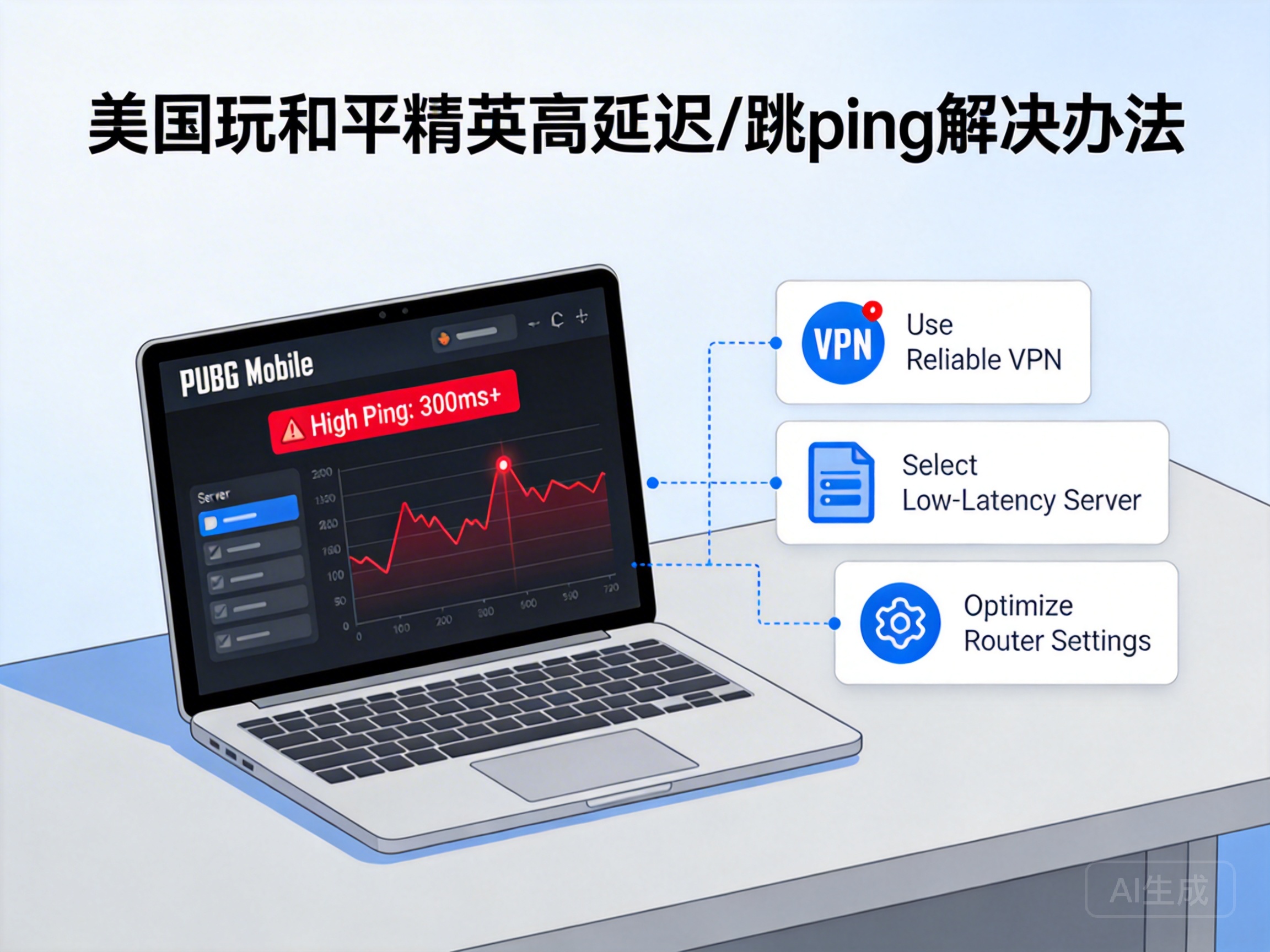 美国打和平精英ping值太高跳ping严重有什么靠谱的解决办法吗？