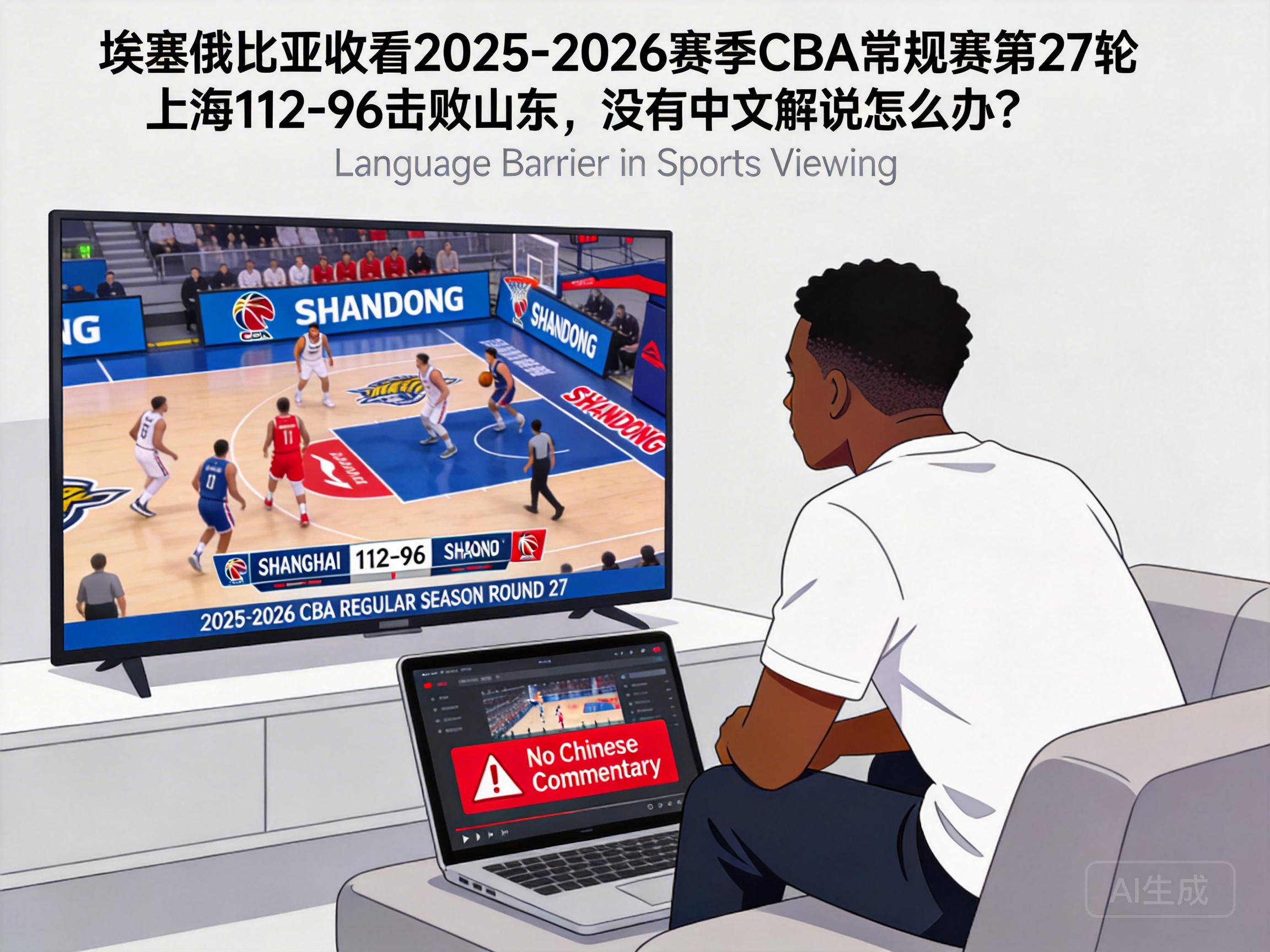埃塞俄比亚收看2025-2026赛季CBA常规赛第27轮上海112-96击败山东，没有中文解说怎么办？
