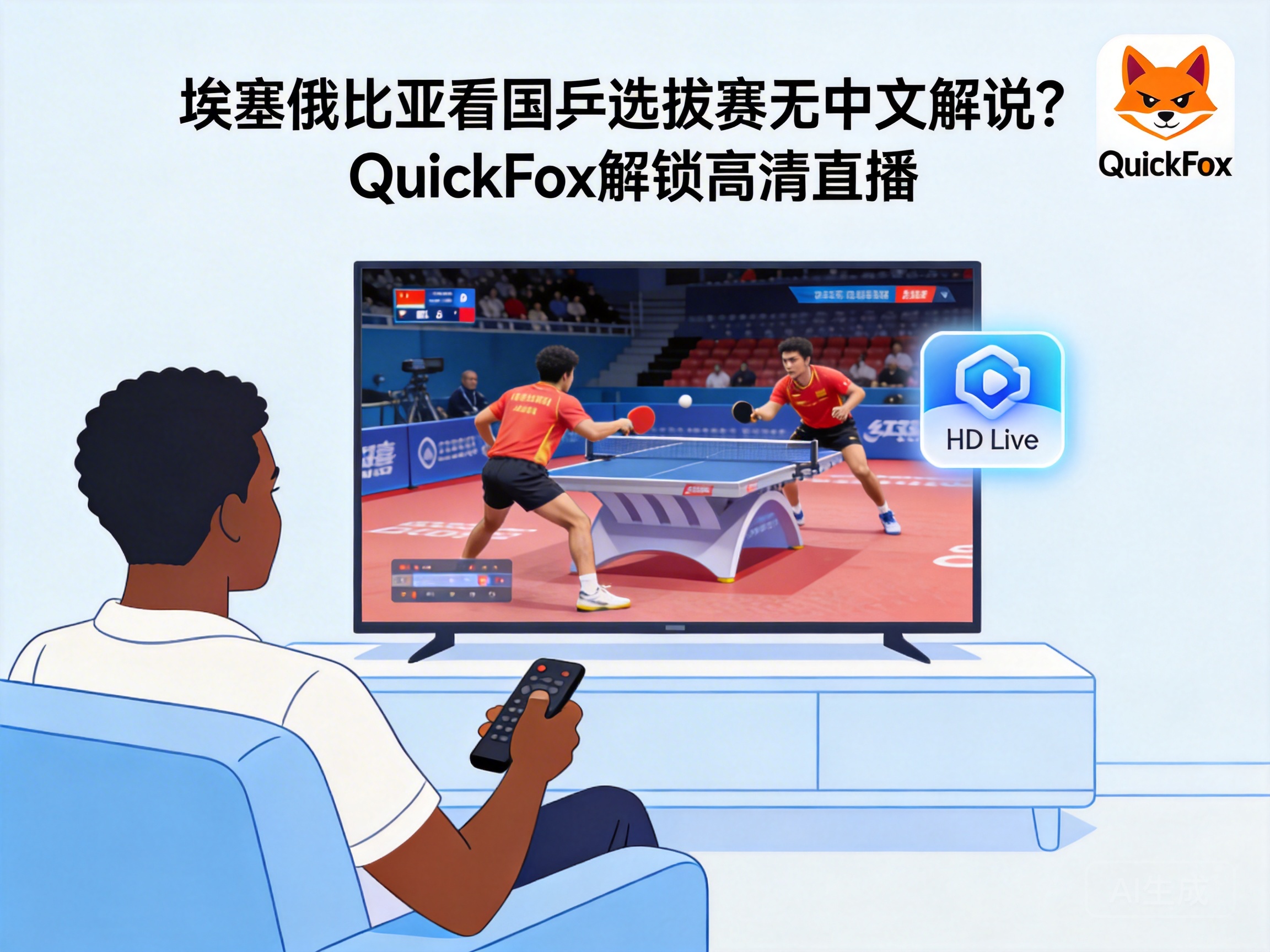 埃塞俄比亚看国乒选拔赛无中文解说？QuickFox解锁高清直播