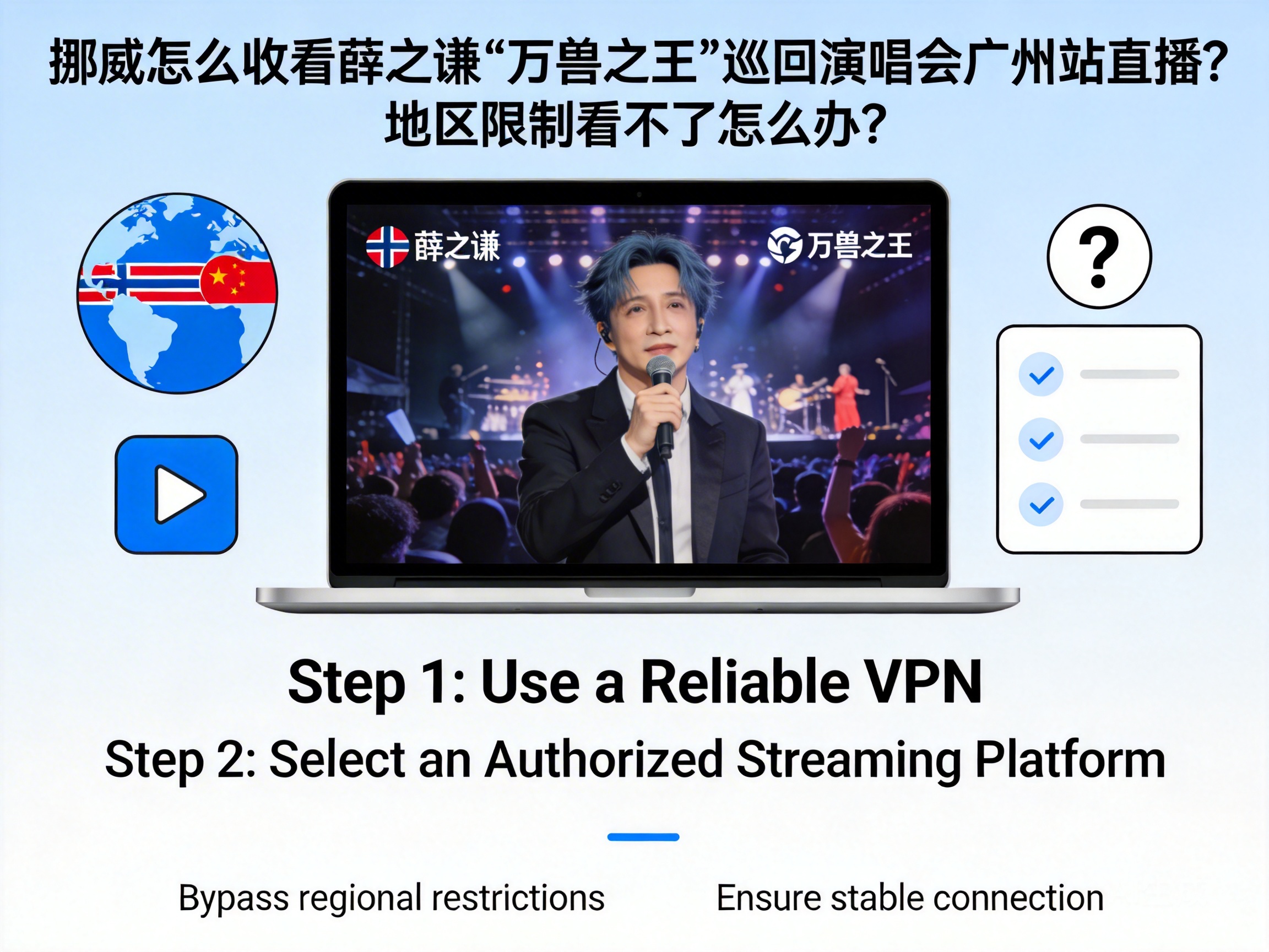 挪威怎么收看薛之谦“万兽之王”巡回演唱会广州站直播？地区限制看不了怎么办？