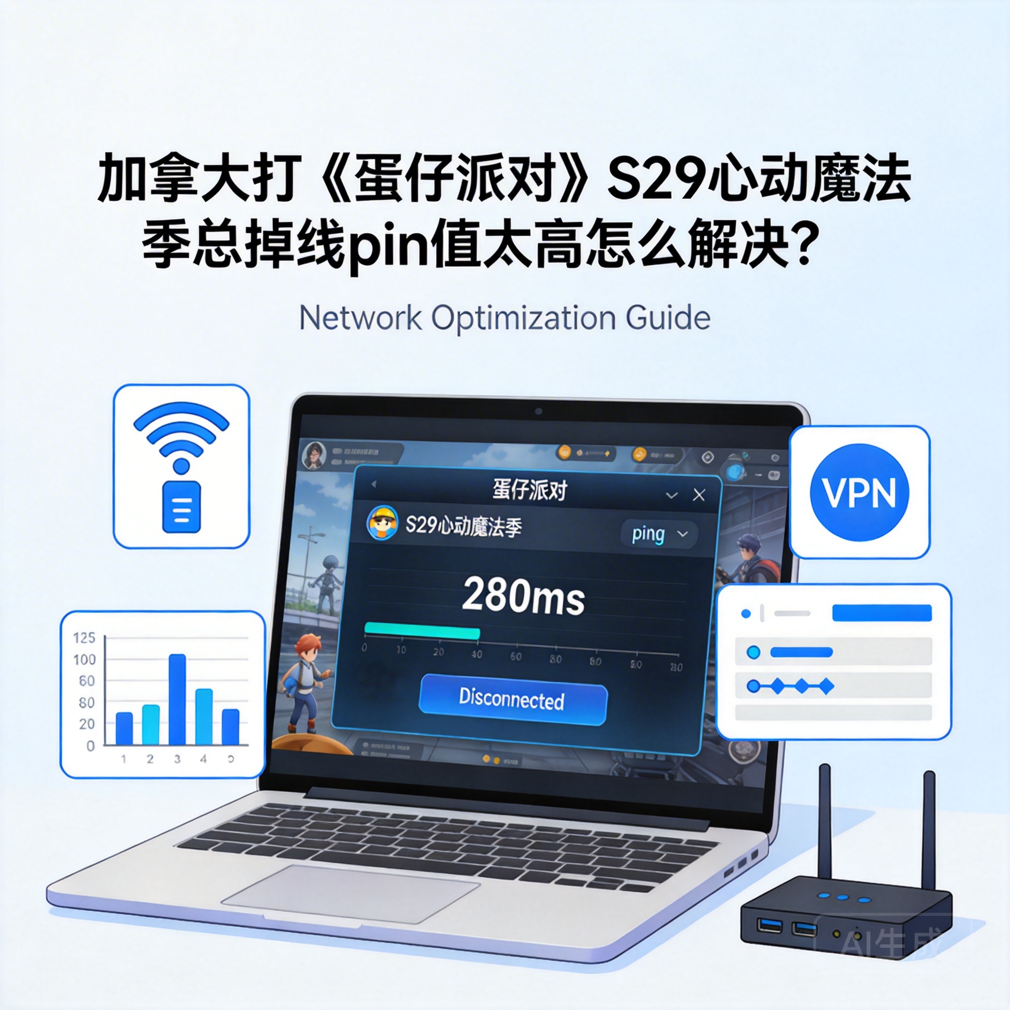 加拿大打《蛋仔派对》S29心动魔法季总掉线pin值太高怎么解决？