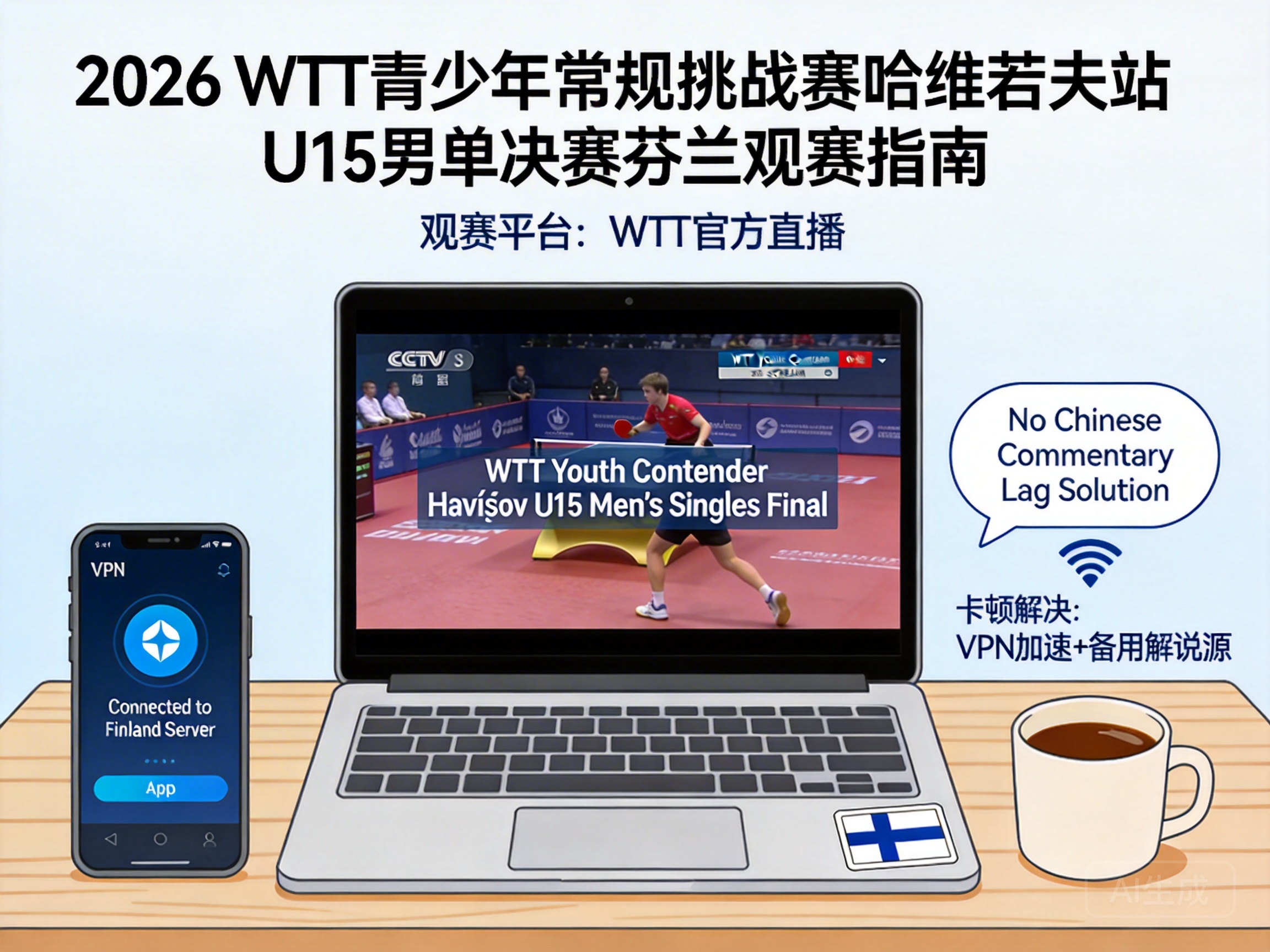 在芬兰怎么观看2026年WTT青少年常规挑战赛哈维若夫站U15男单决赛？没有中文解说卡顿怎么办？