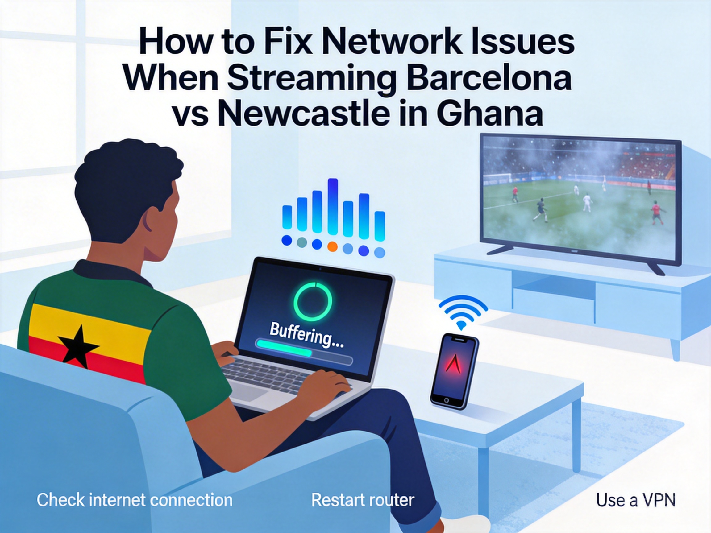 How to Fix Buffering and Loading Issues When Watching the Champions League Round of 16 Second Leg: Barcelona vs Newcastle United in Ghana?
