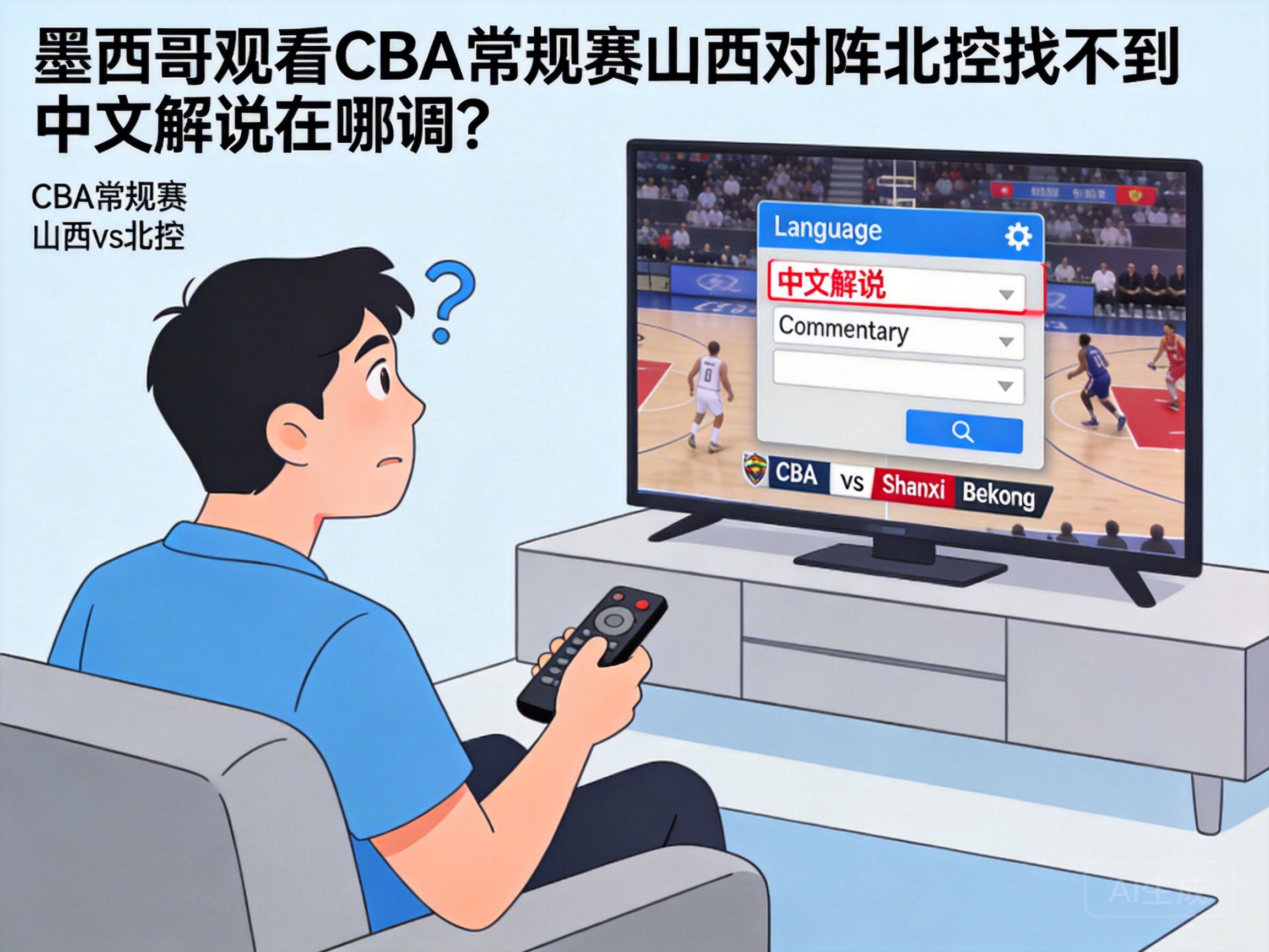 墨西哥观看CBA常规赛山西对阵北控找不到中文解说在哪调？