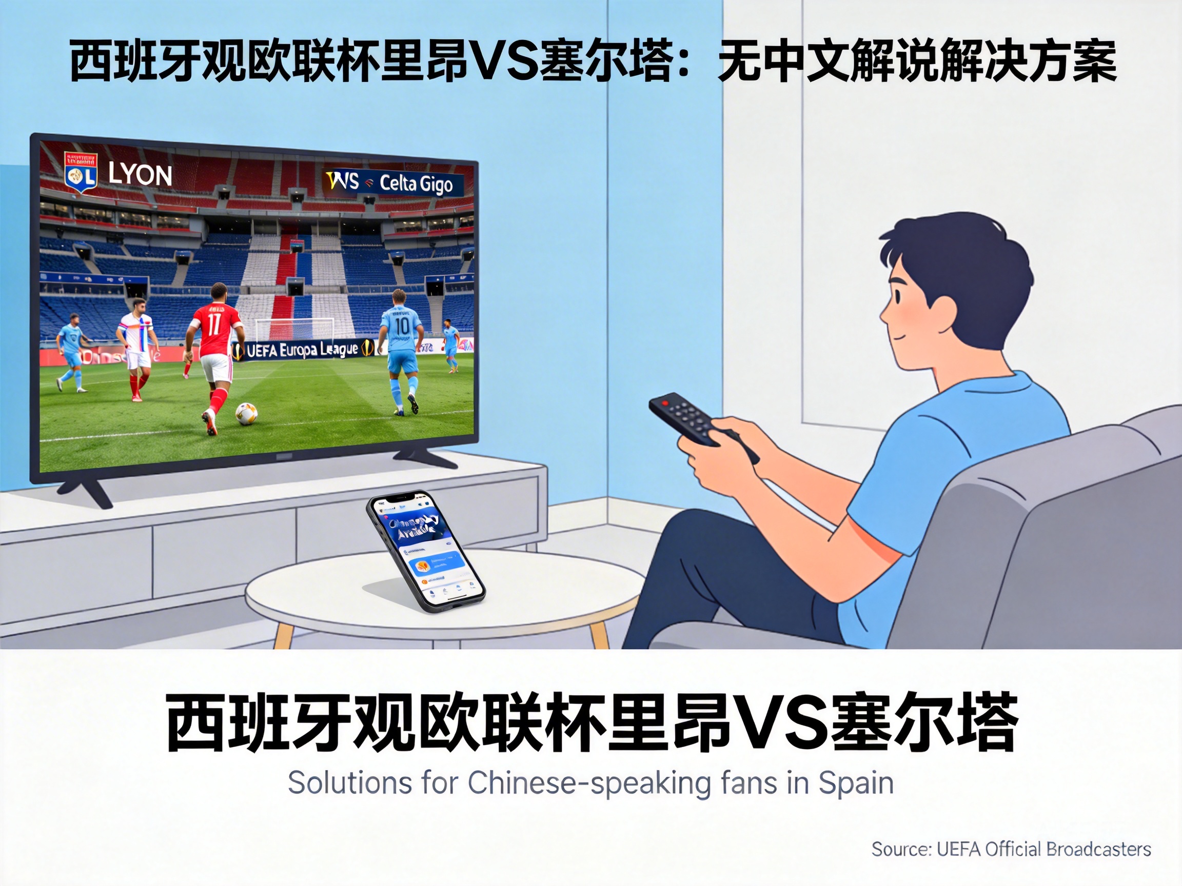 Solutions for Watching Lyon vs Celta Vigo Europa League Round of 16 2nd Leg without Chinese Commentary in Spain