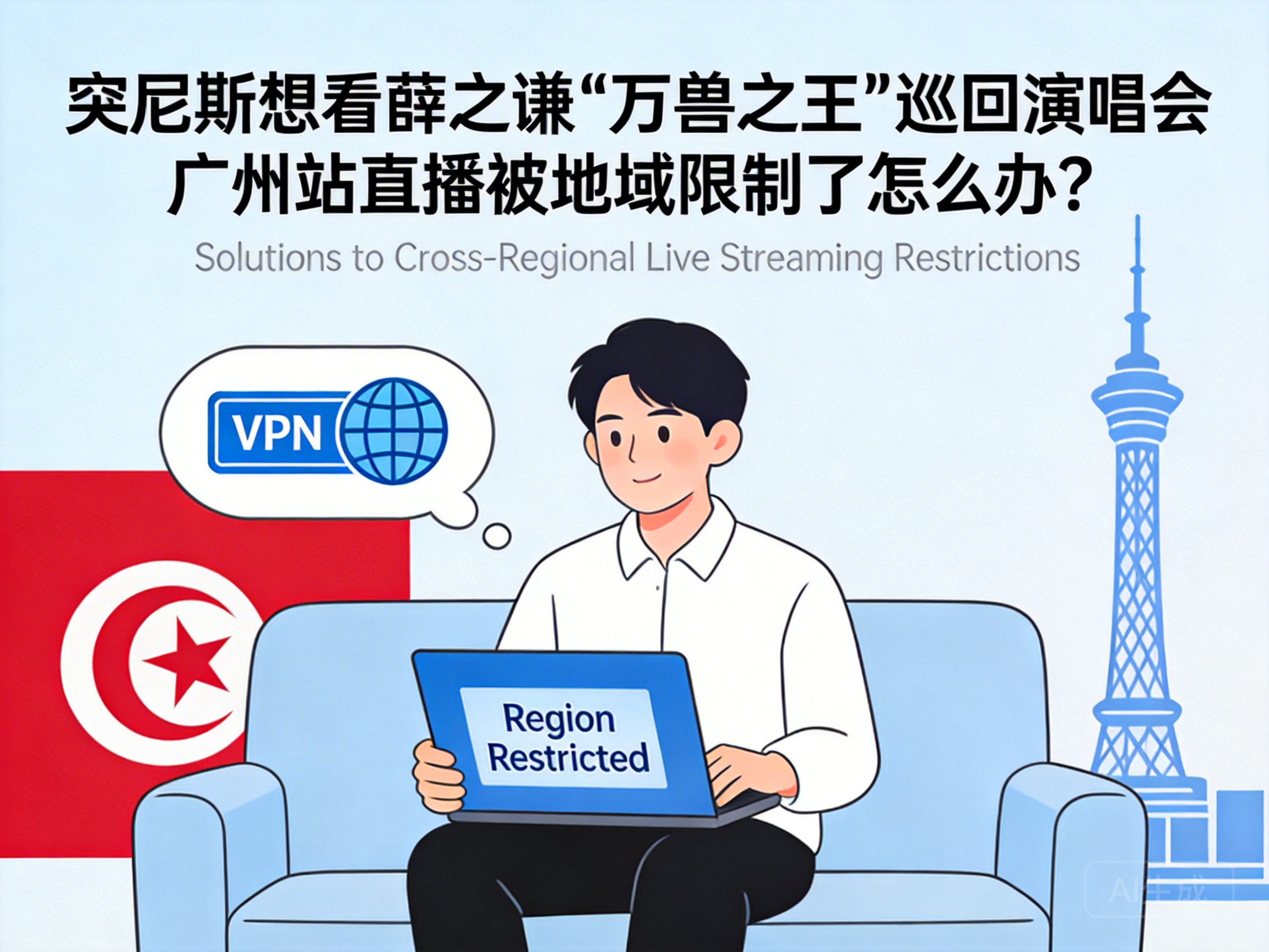 突尼斯想看薛之谦“万兽之王”巡回演唱会广州站直播被地域限制了怎么办？