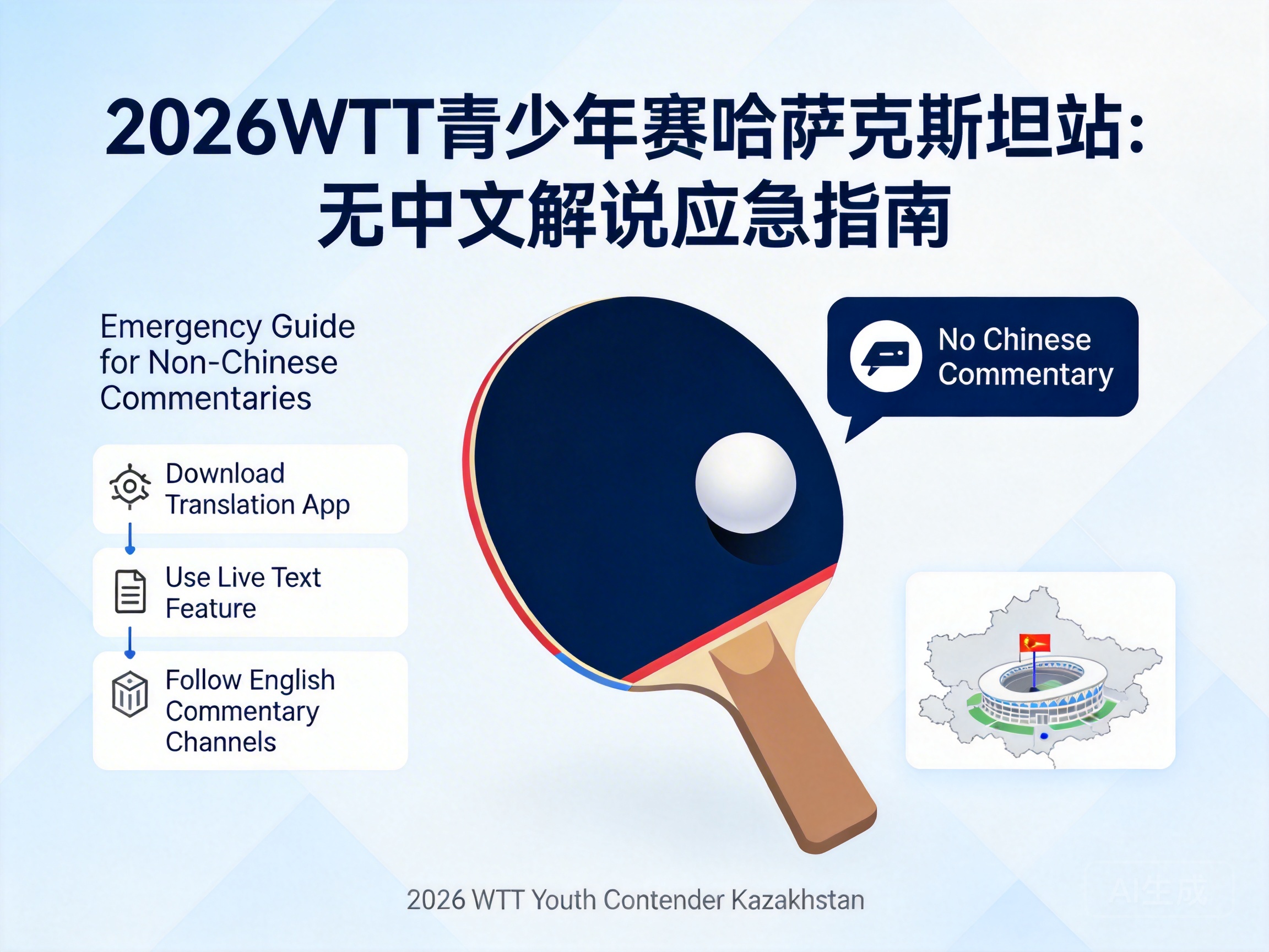 2026WTT青少年赛哈萨克斯坦站：无中文解说应急指南