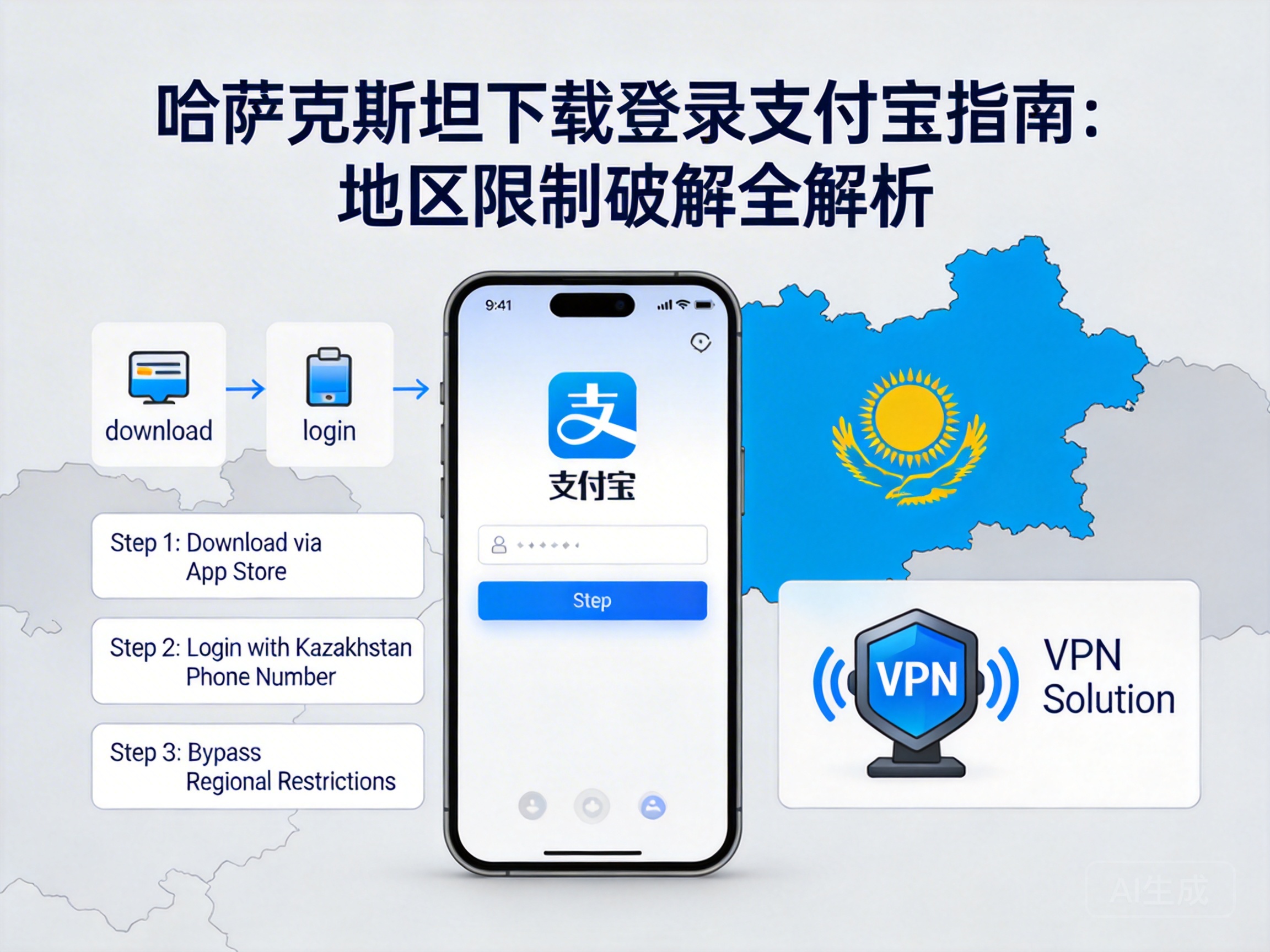哈萨克斯坦下载登录支付宝指南：地区限制破解全解析
