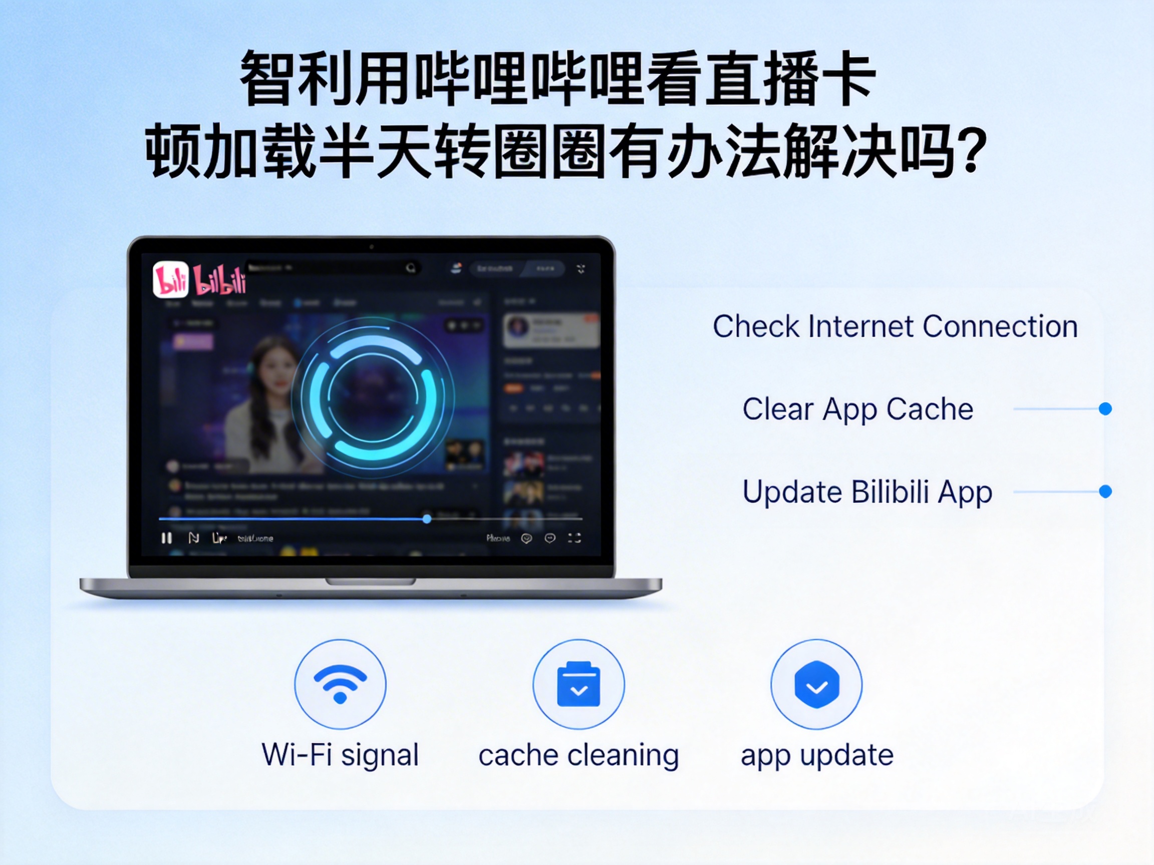 智利用哔哩哔哩看直播卡顿加载半天转圈圈有办法解决吗？