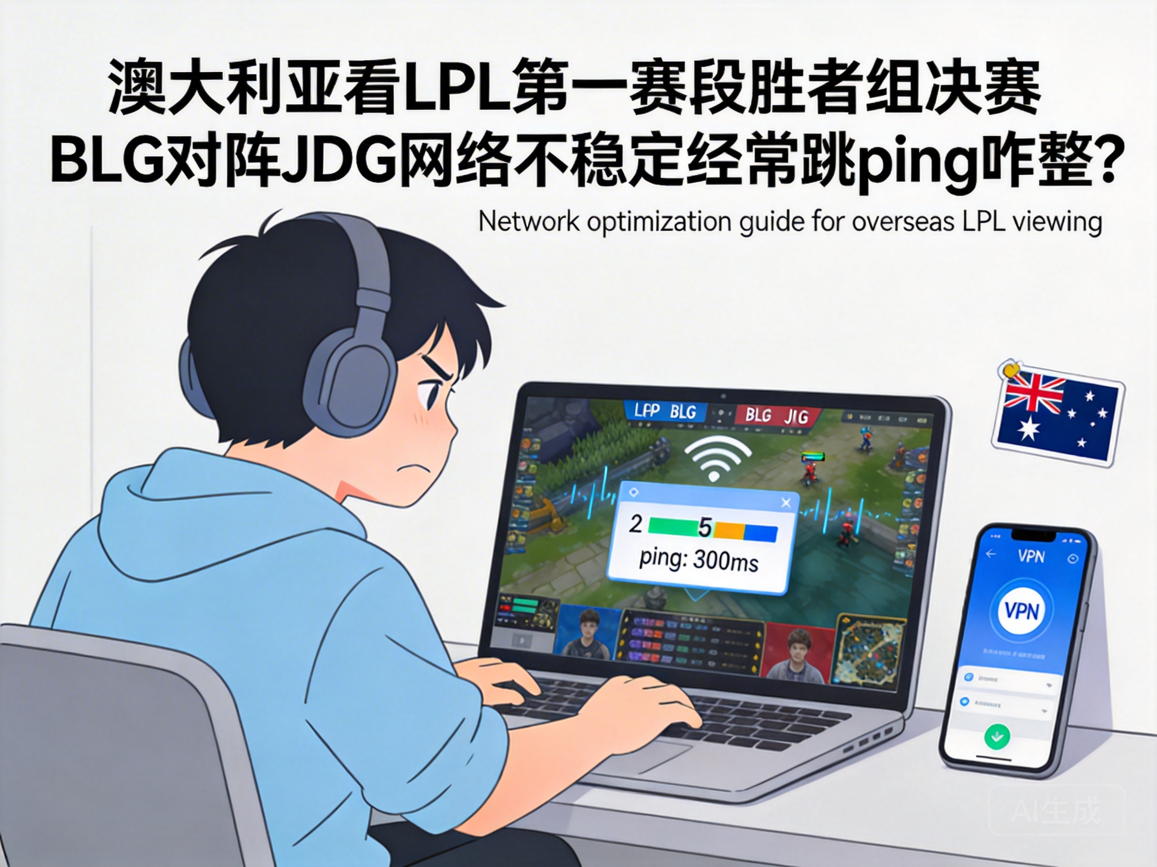 澳大利亚看LPL第一赛段胜者组决赛BLG对阵JDG网络不稳定经常跳ping咋整？