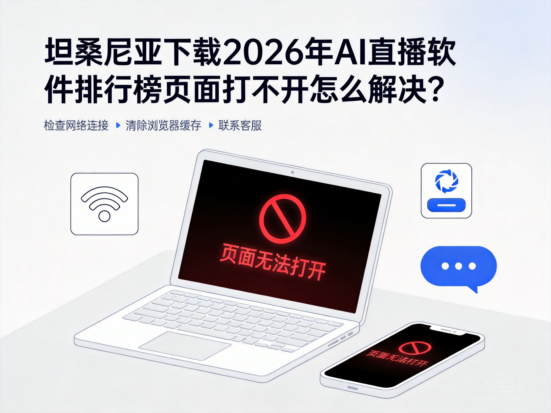 坦桑尼亚下载2026年AI直播软件排行榜页面打不开怎么解决？