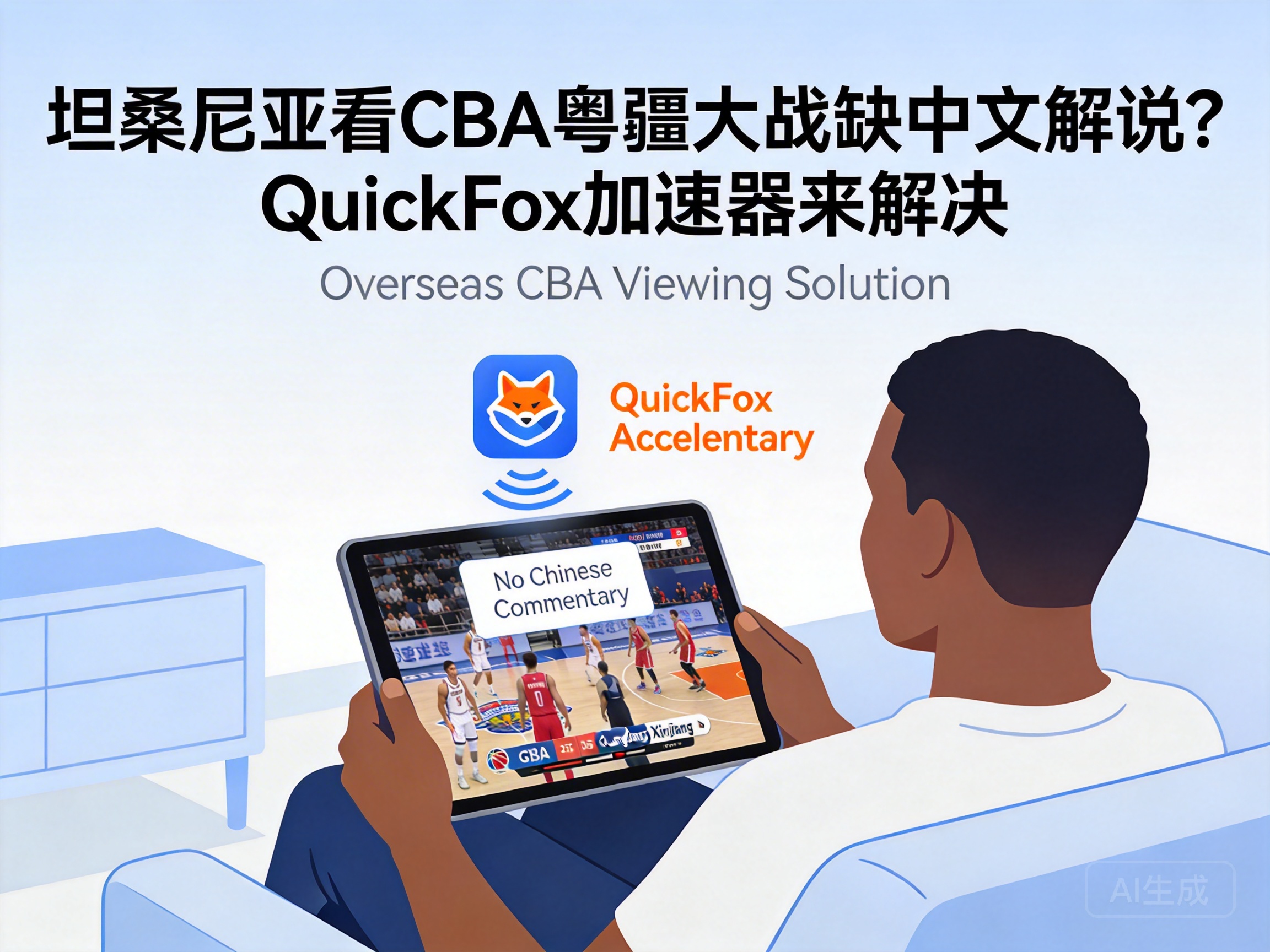 坦桑尼亚看CBA粤疆大战缺中文解说？QuickFox加速器来解决