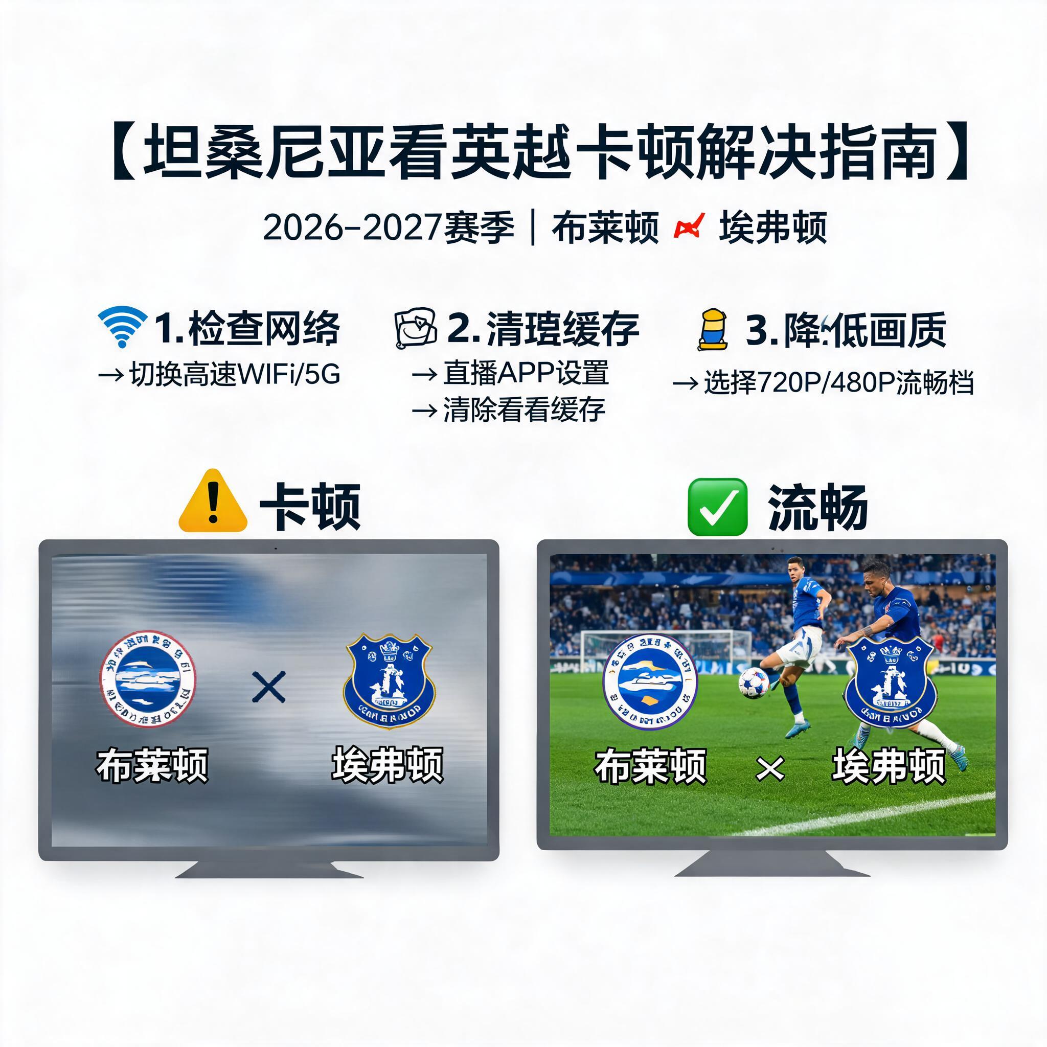 坦桑尼亚看2026-2027赛季英超布莱顿VS埃弗顿解说卡顿咋处理？
