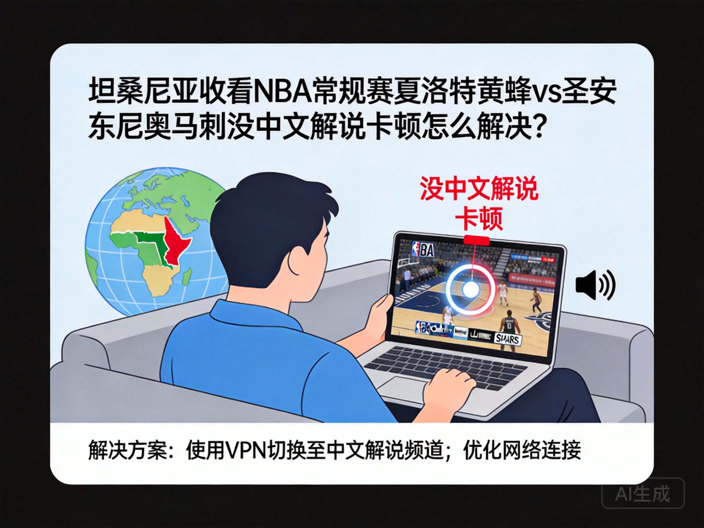 坦桑尼亚收看NBA常规赛夏洛特黄蜂vs圣安东尼奥马刺没中文解说卡顿怎么解决？