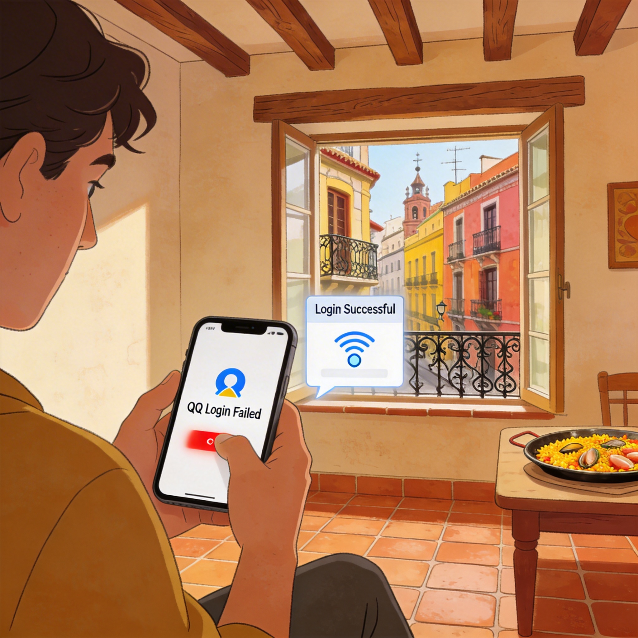 在西班牙用QQ总是登录不上怎么解决?