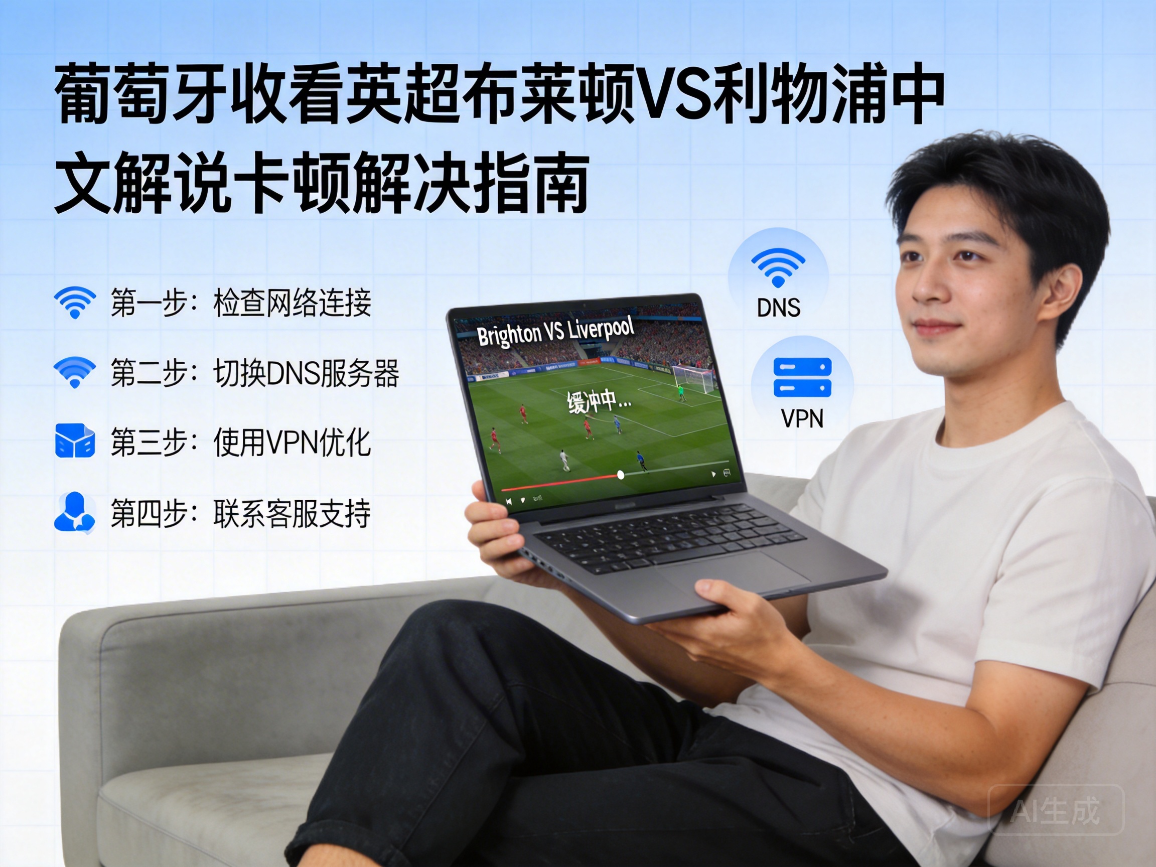 葡萄牙收看英超联赛布莱顿VS利物浦中文解说卡顿怎么处理？