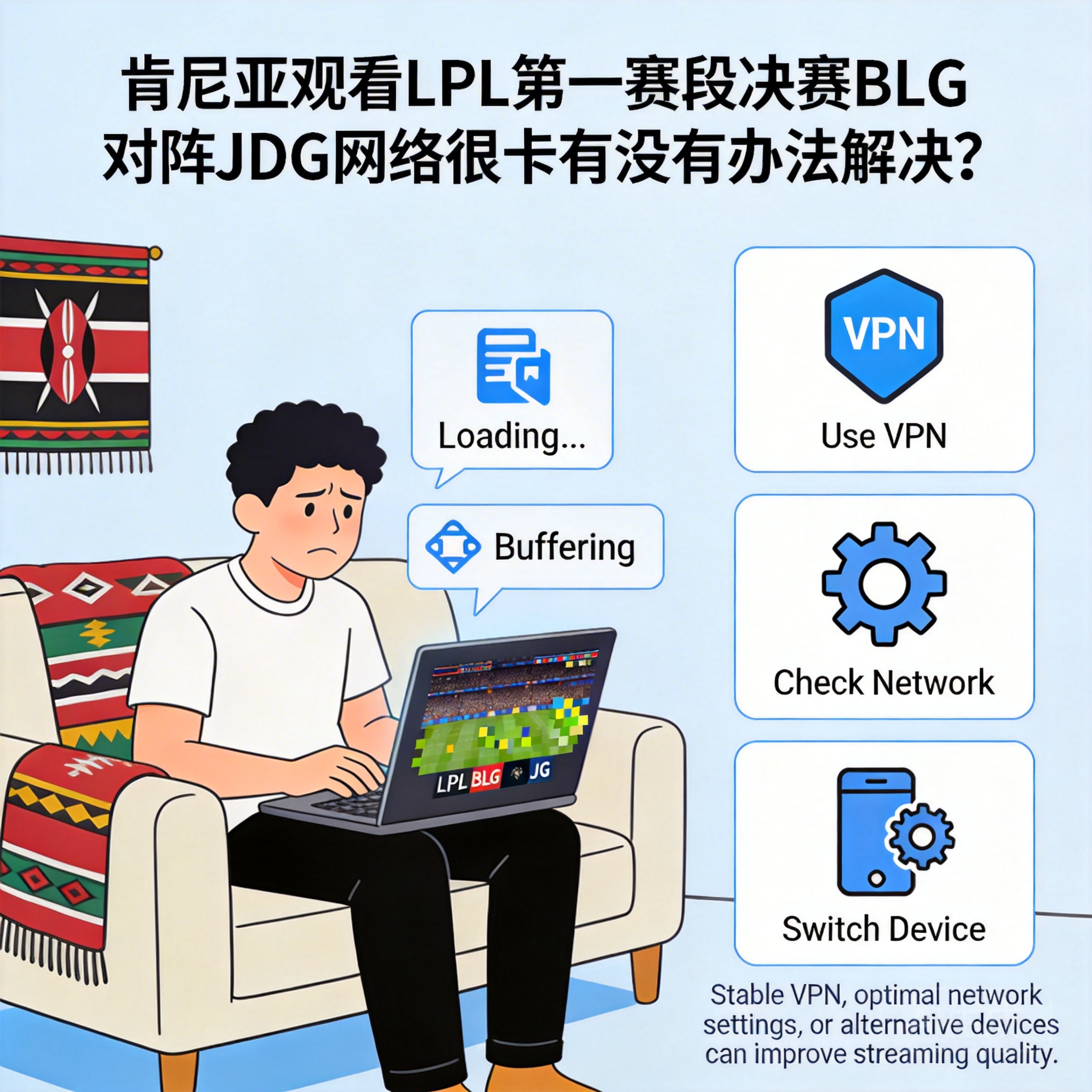 肯尼亚观看LPL第一赛段决赛BLG对阵JDG网络很卡有没有办法解决？