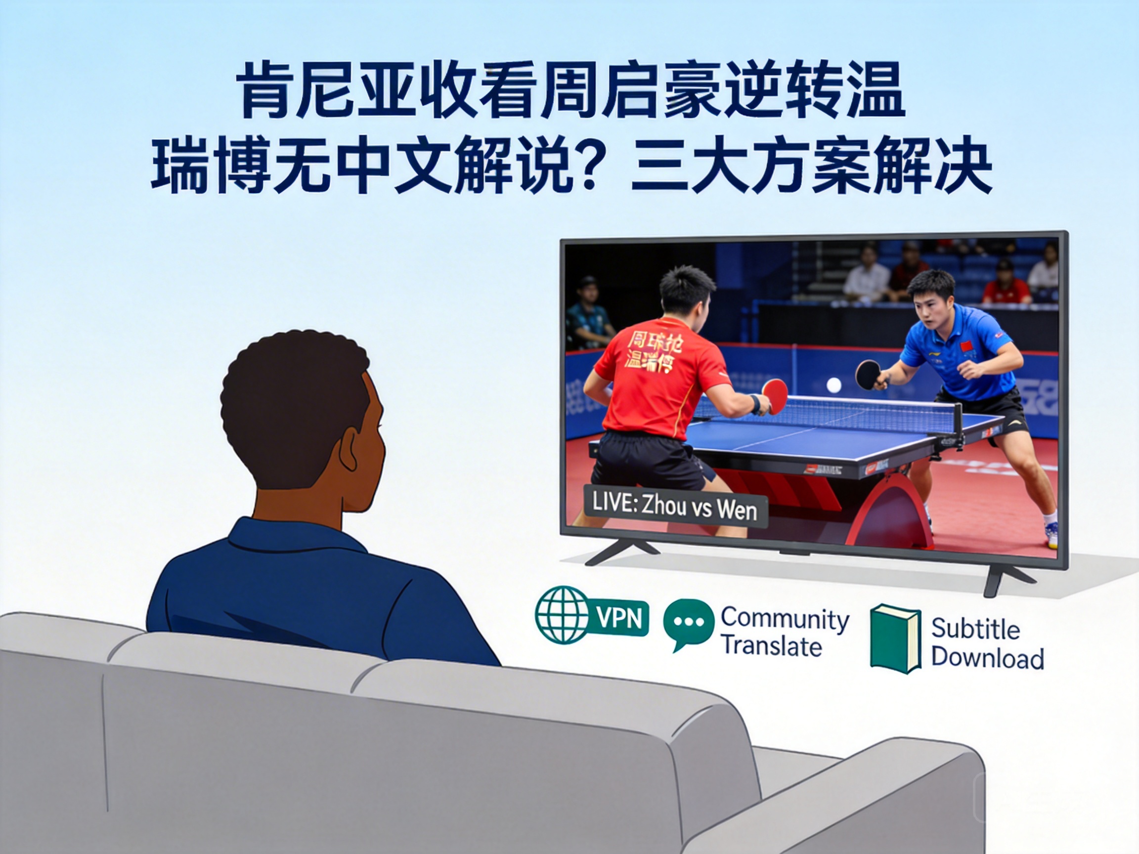 肯尼亚收看周启豪逆转温瑞博无中文解说?三大方案解决