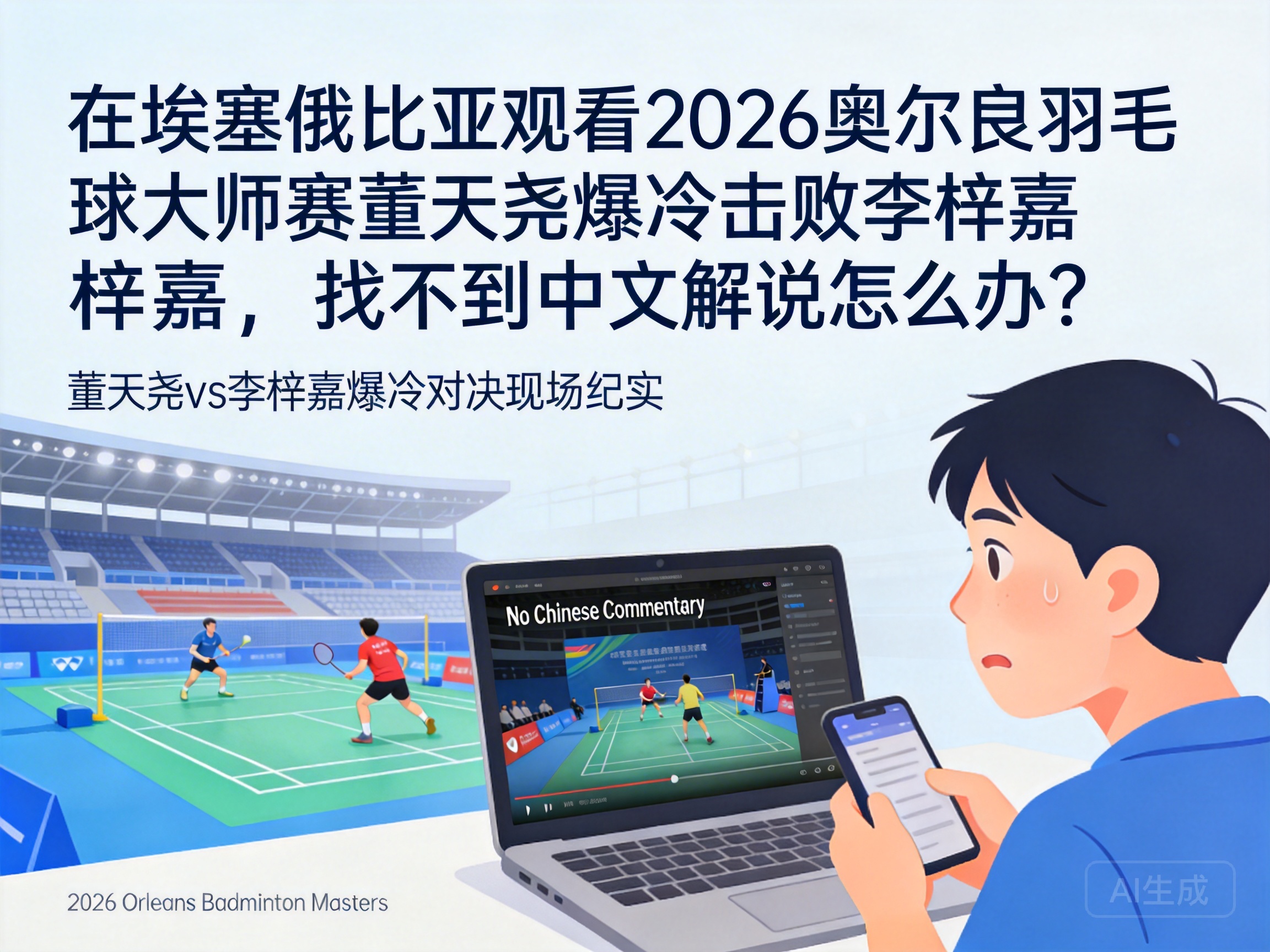 How to Find Chinese Commentary When Watching Dong Tianyao's Upset Win Over Lee Zii Jia at 2026 Orleans Badminton Masters in Ethiopia?