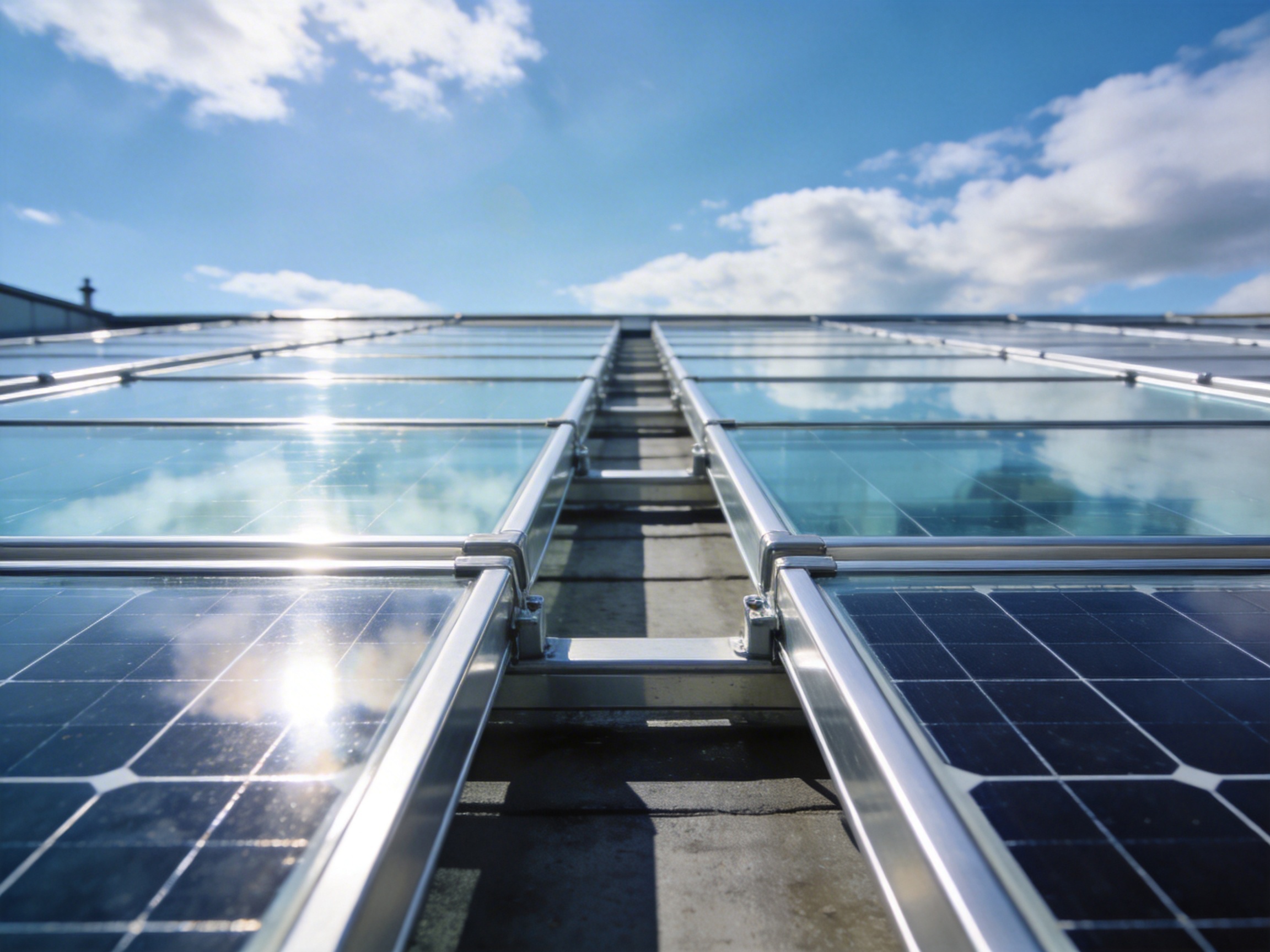 Photo showing double glass panel installation on a UK commercial building
