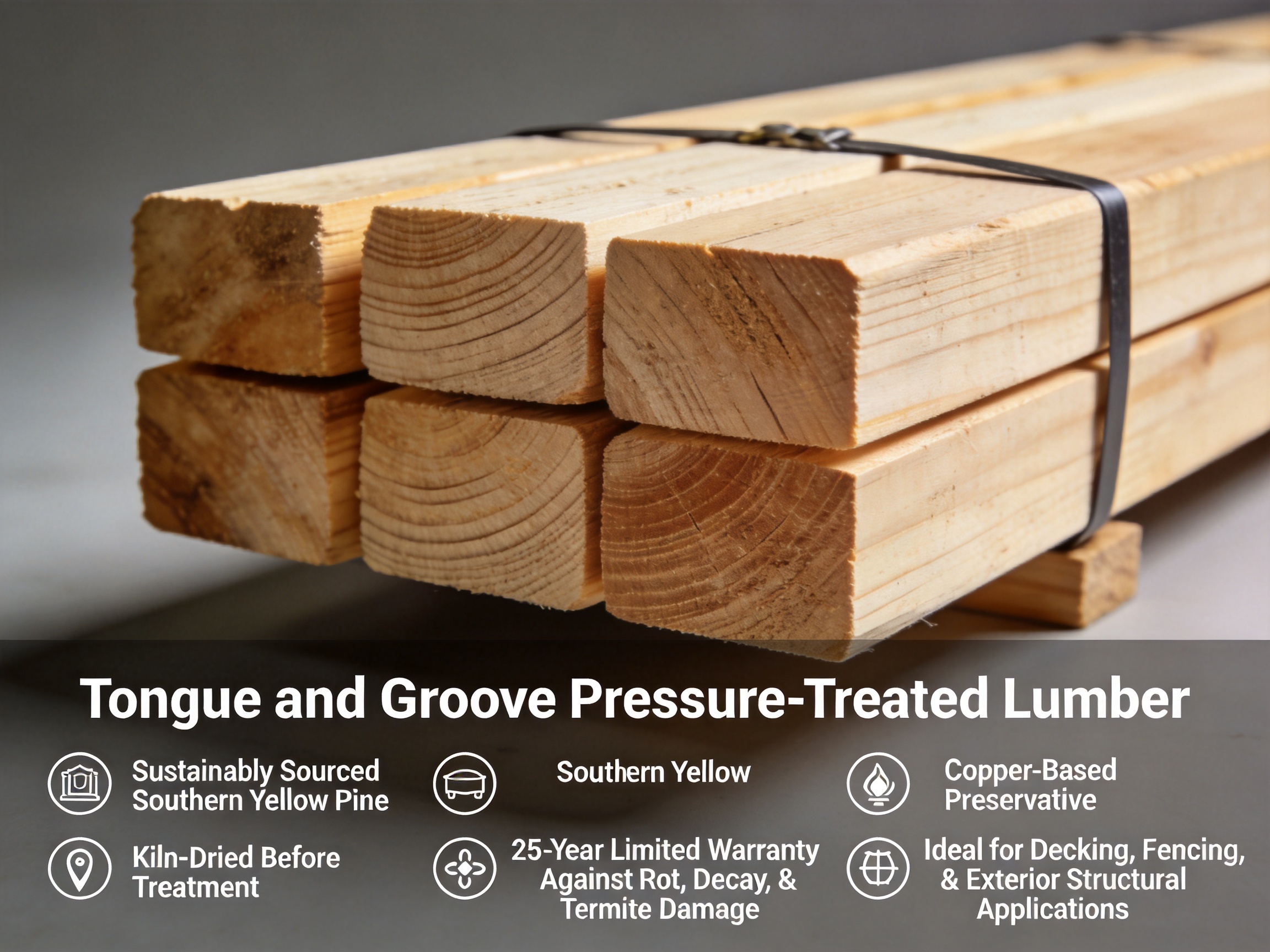 Tongue and Groove Pressure-Treated Lumber Bundle