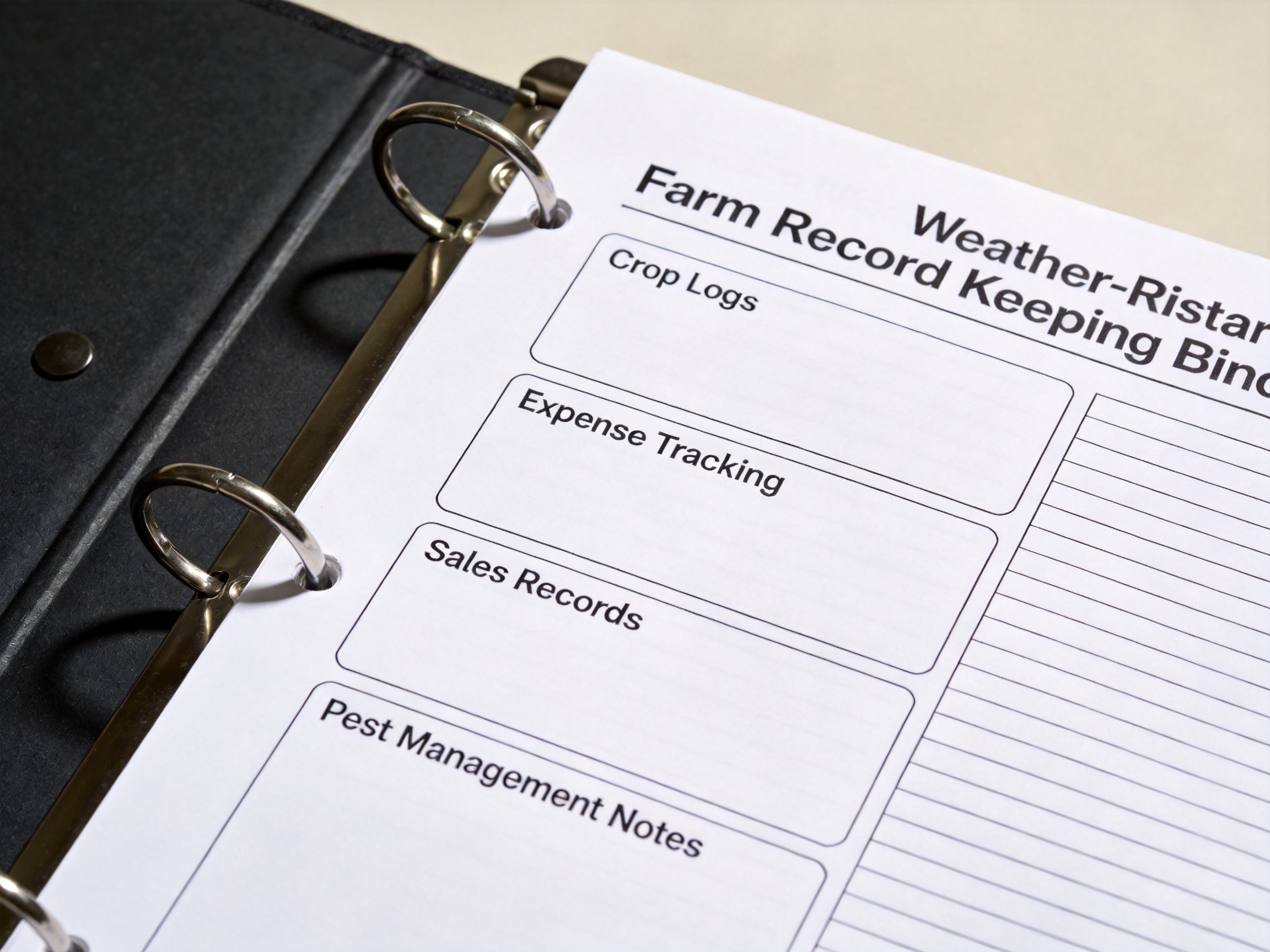 Weather-Resistant Farm Record Keeping Binder