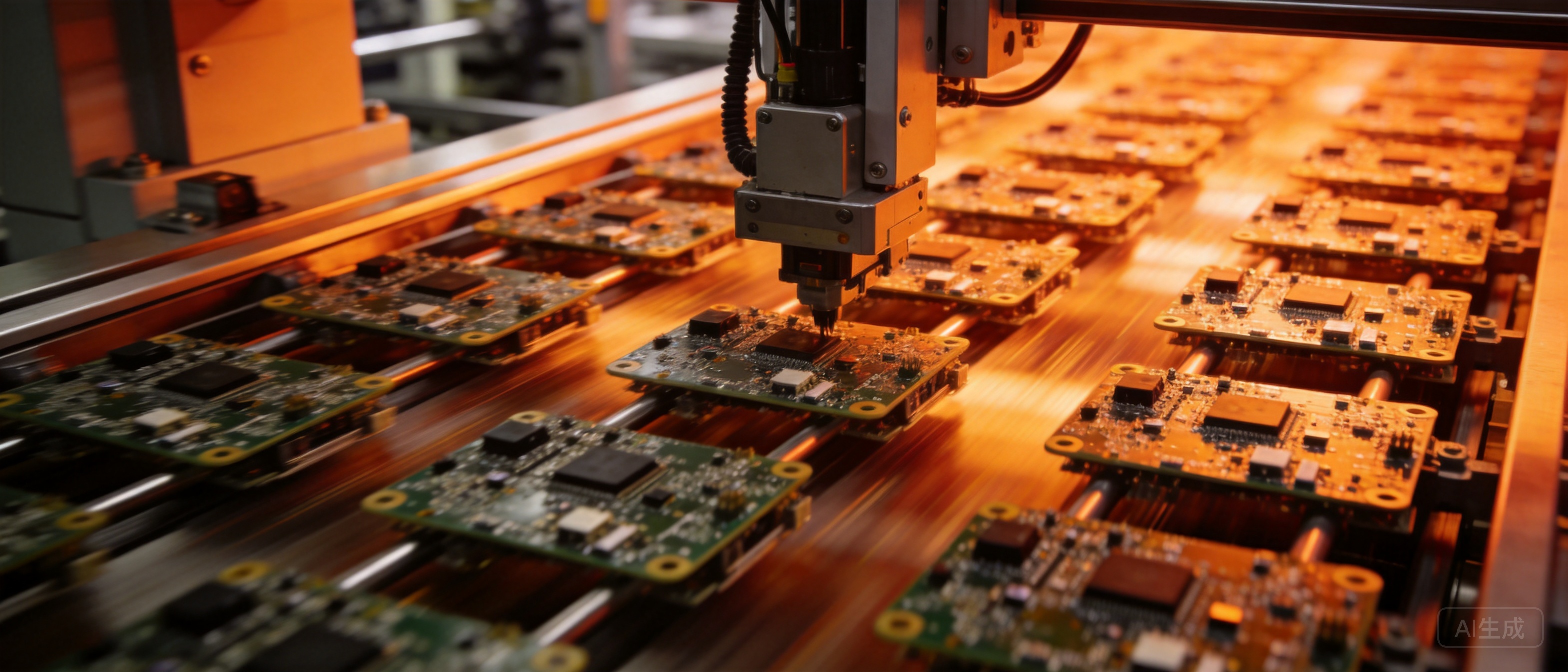 Mass production assembly line with automated PCB manufacturing