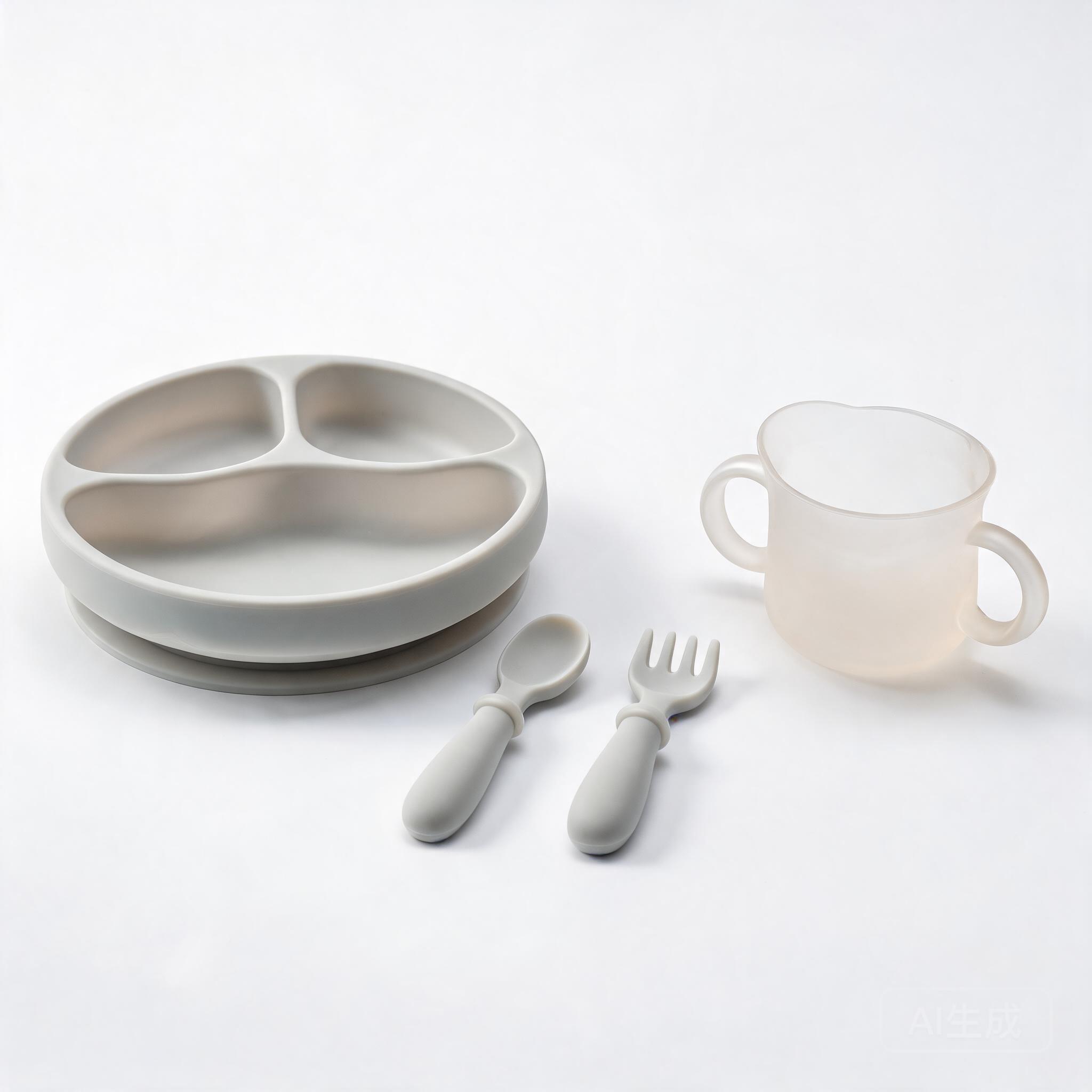 食品级液体硅胶儿童训练餐具防摔防烫吸盘套装