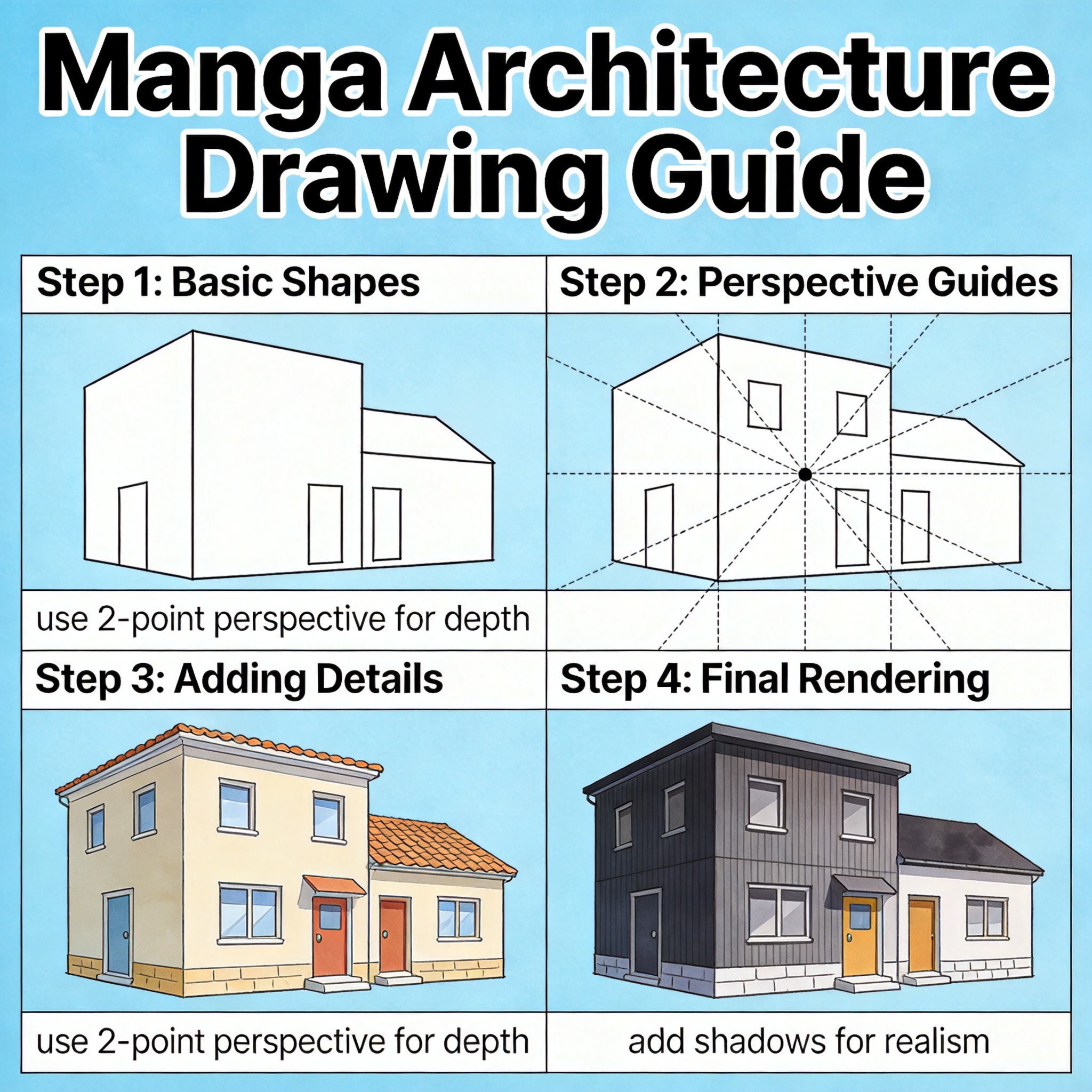 漫画建筑绘制教程：透视与结构