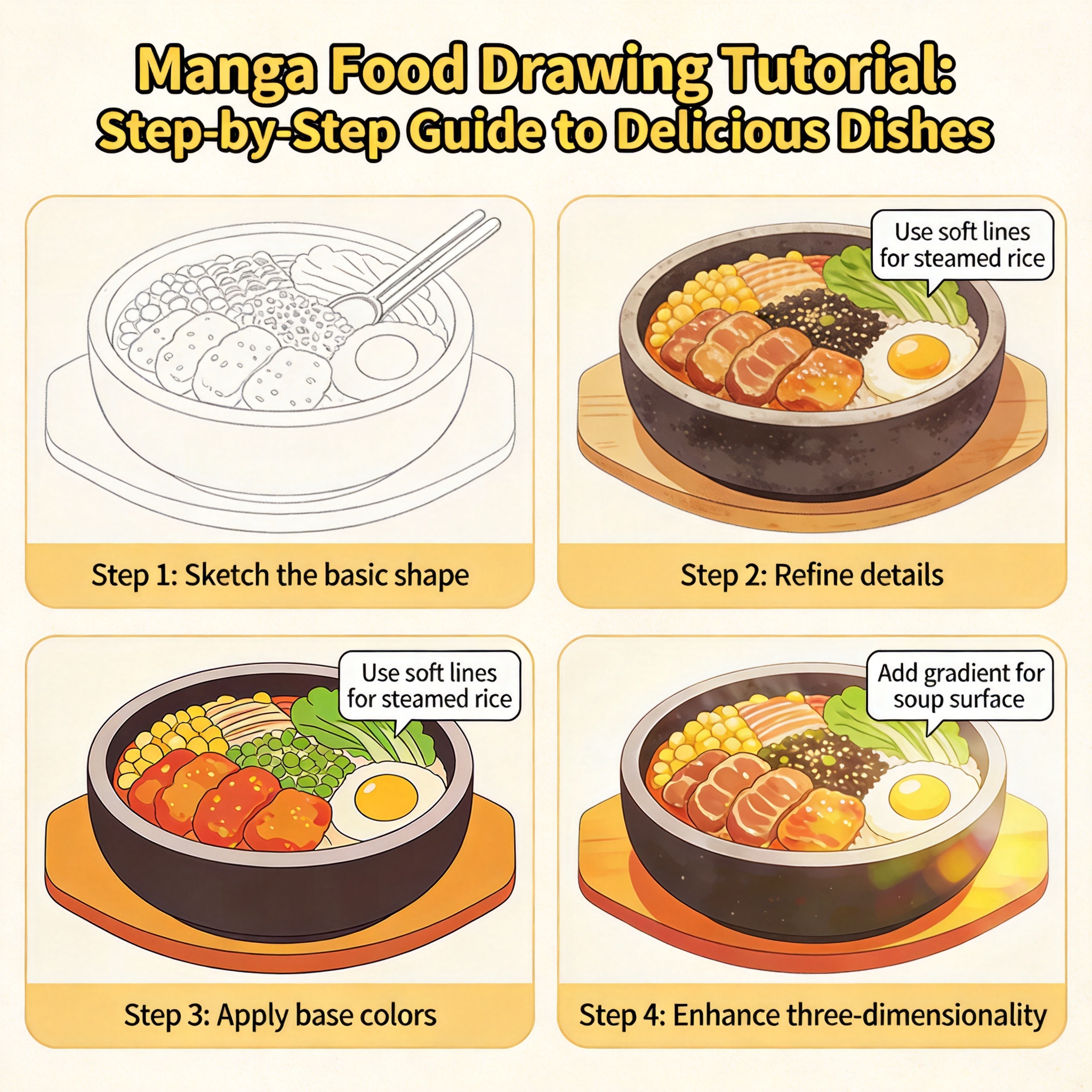 漫画美食绘制教程：让食物看起来更美味