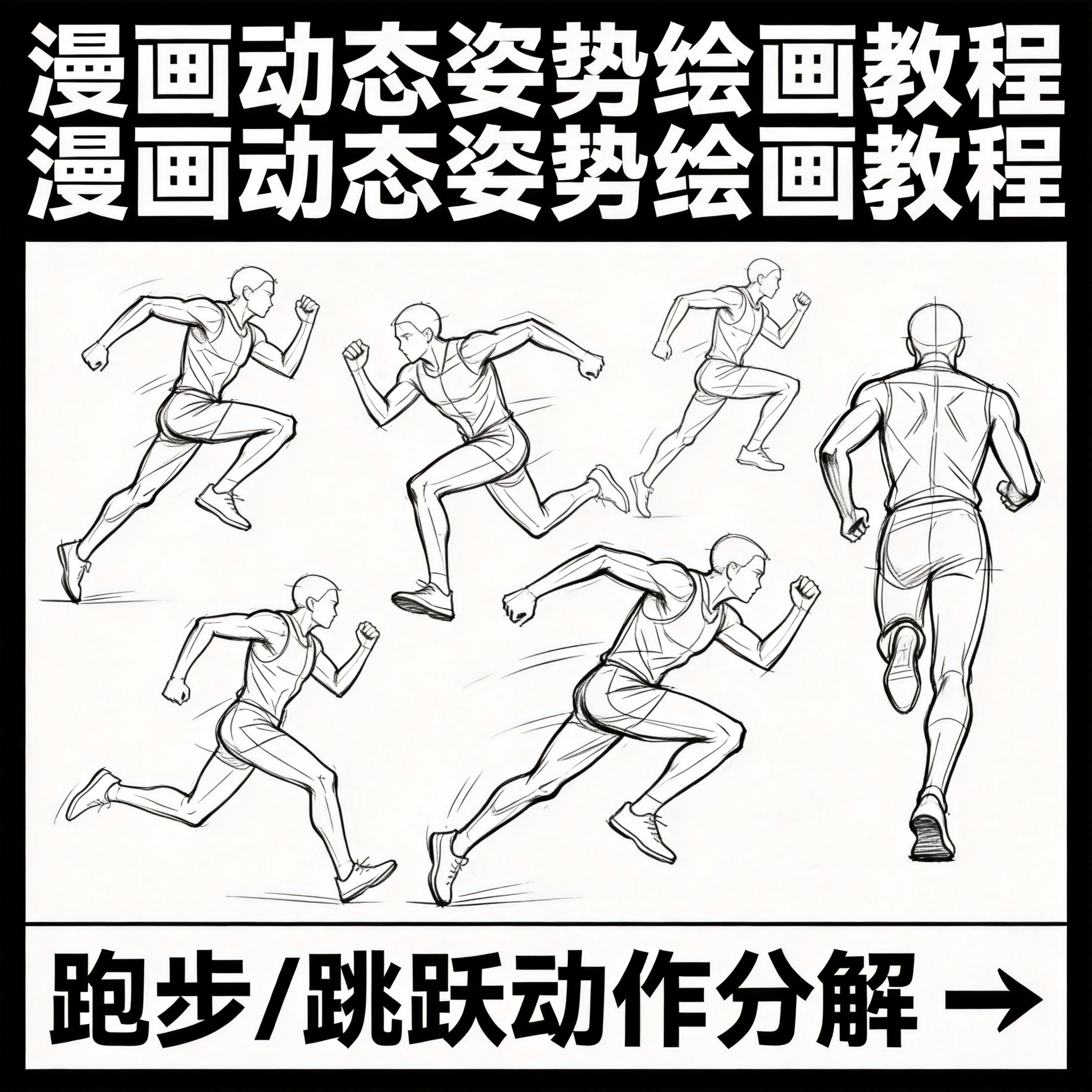 漫画动态姿势教程：跑步跳跃怎么画