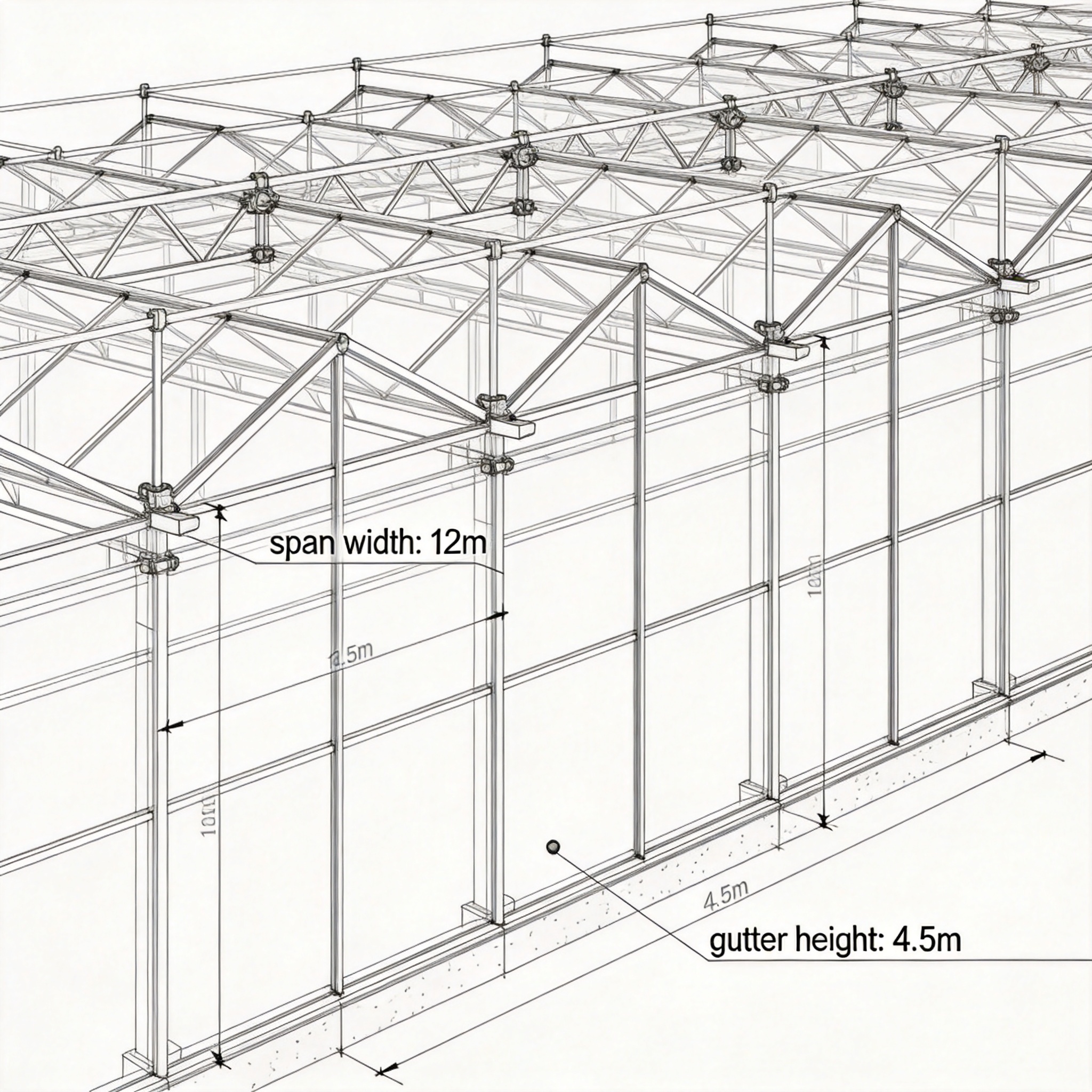 Venlo glass greenhouse engineering design with hot-dip galvanized steel structure