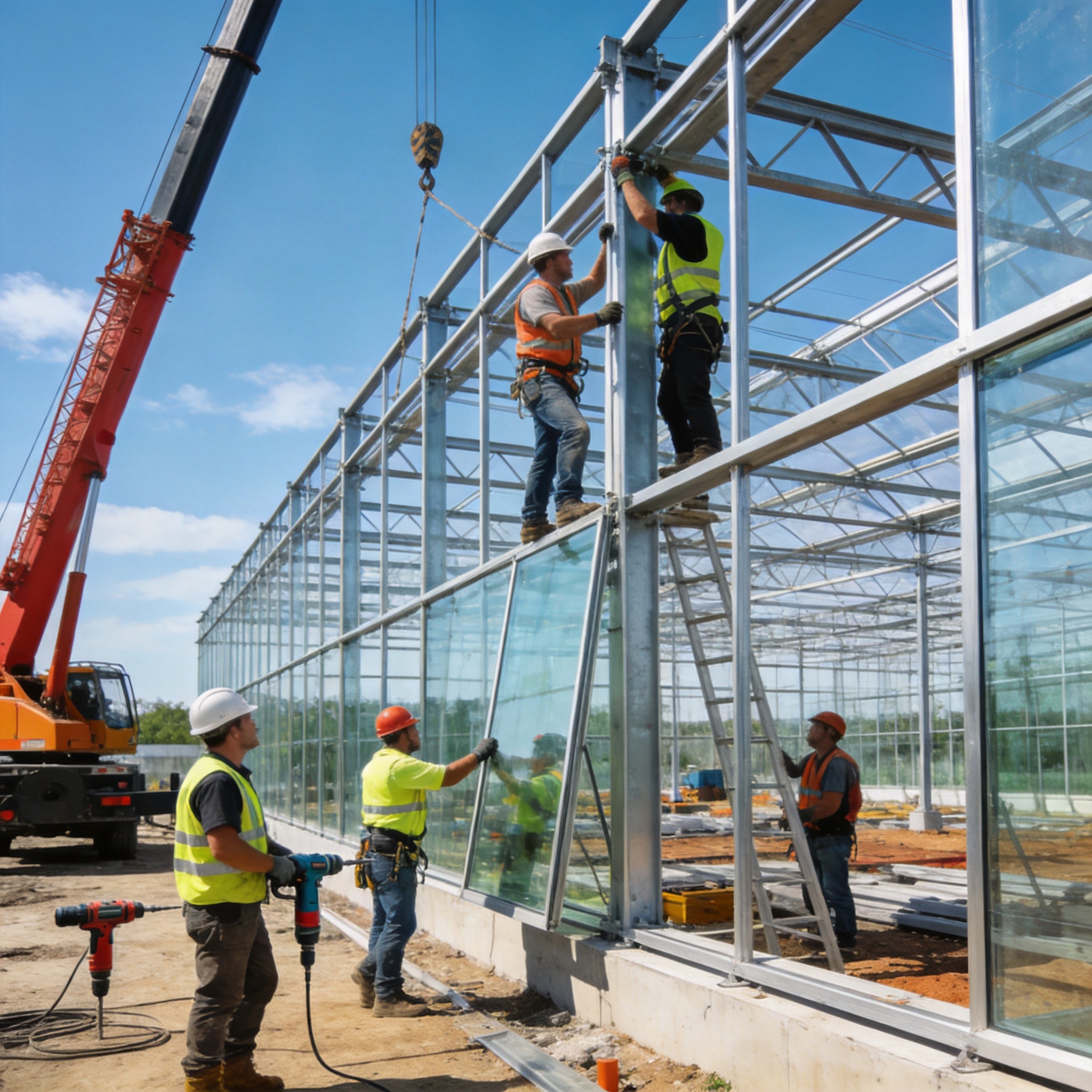 Glass greenhouse installation and project construction support by AgriNovix team