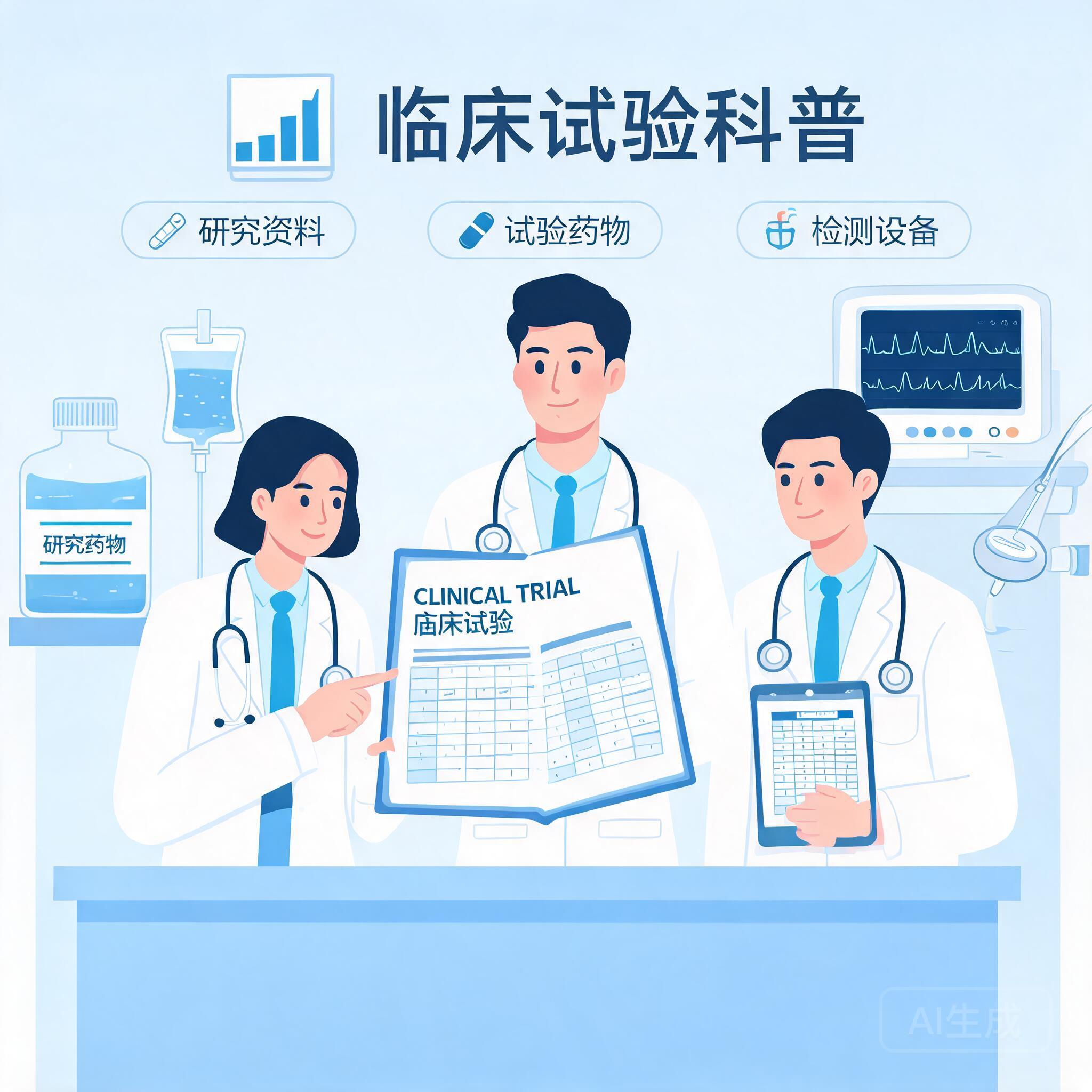 临床试验团队展示研究资料