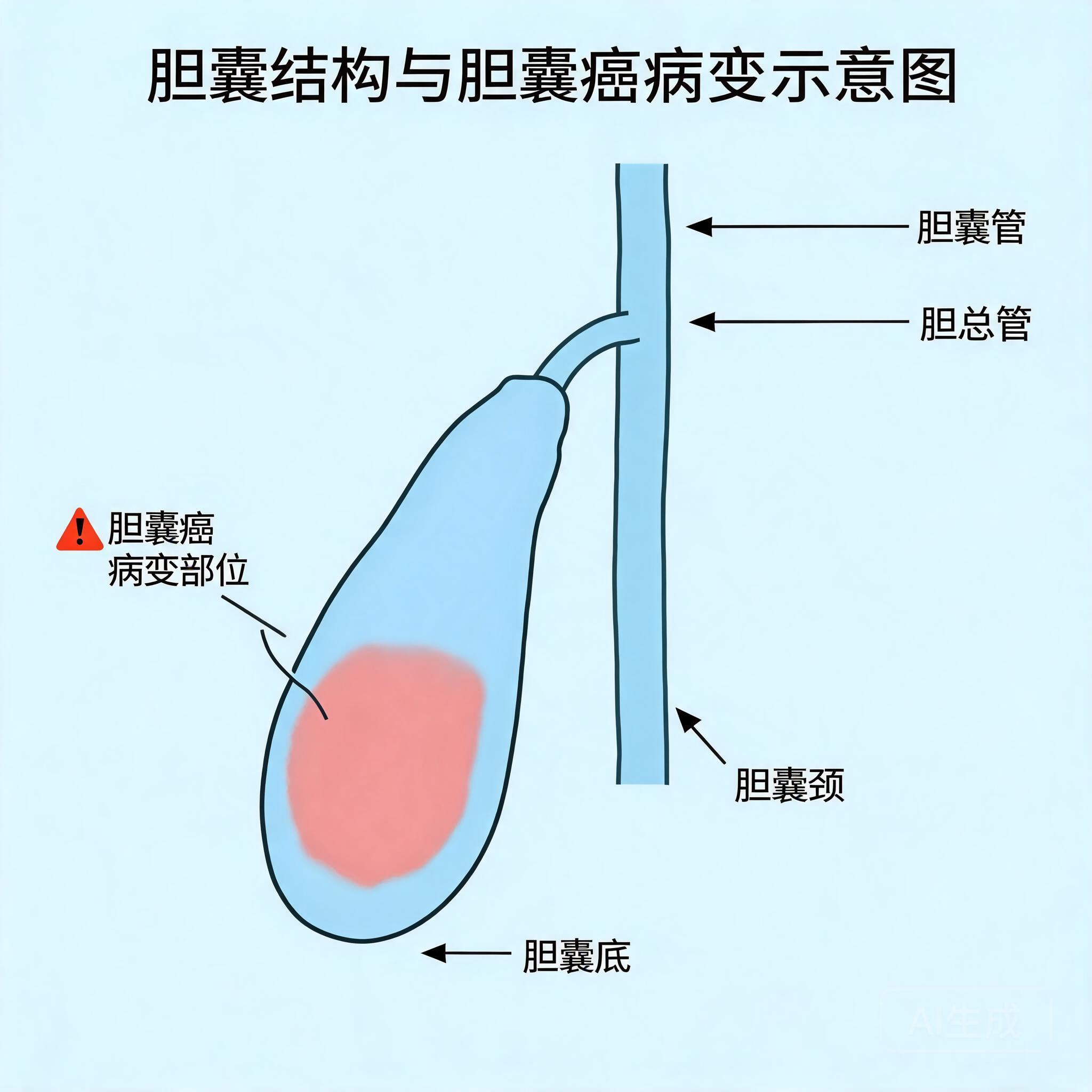 胆囊结构与胆囊癌病变科普示意图