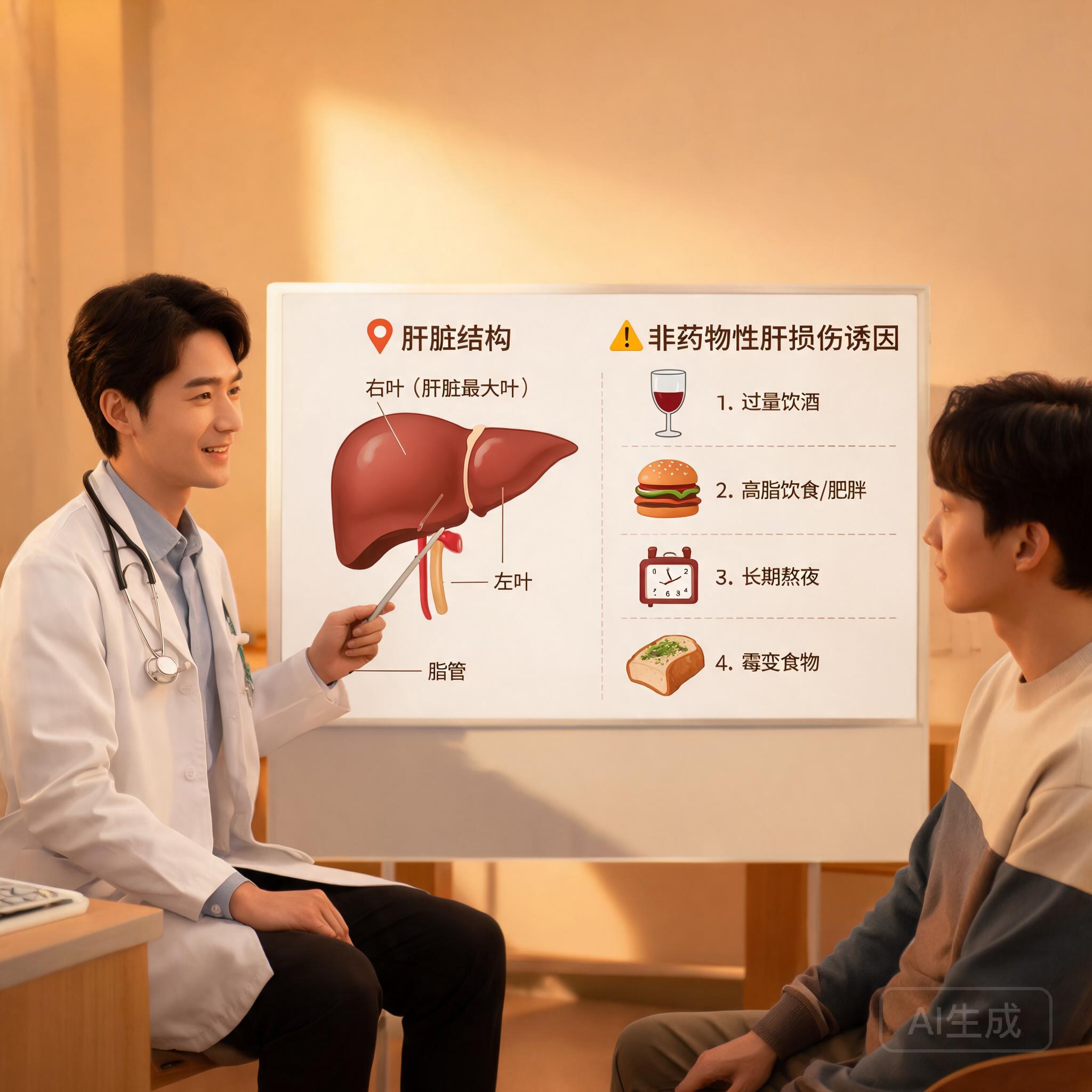 医生讲解肝脏与非药物性肝损伤诱因
