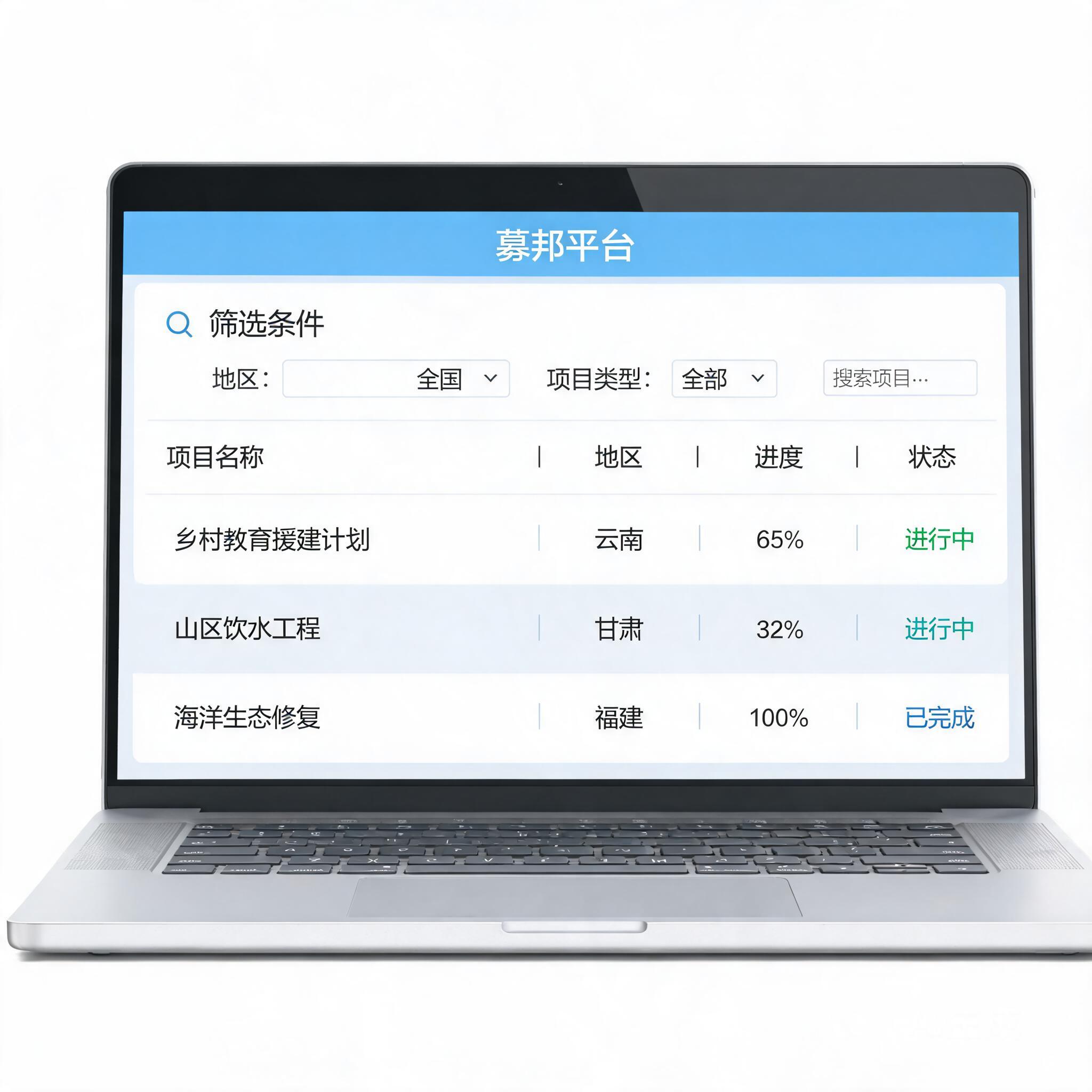 用户在募邦平台浏览招募项目