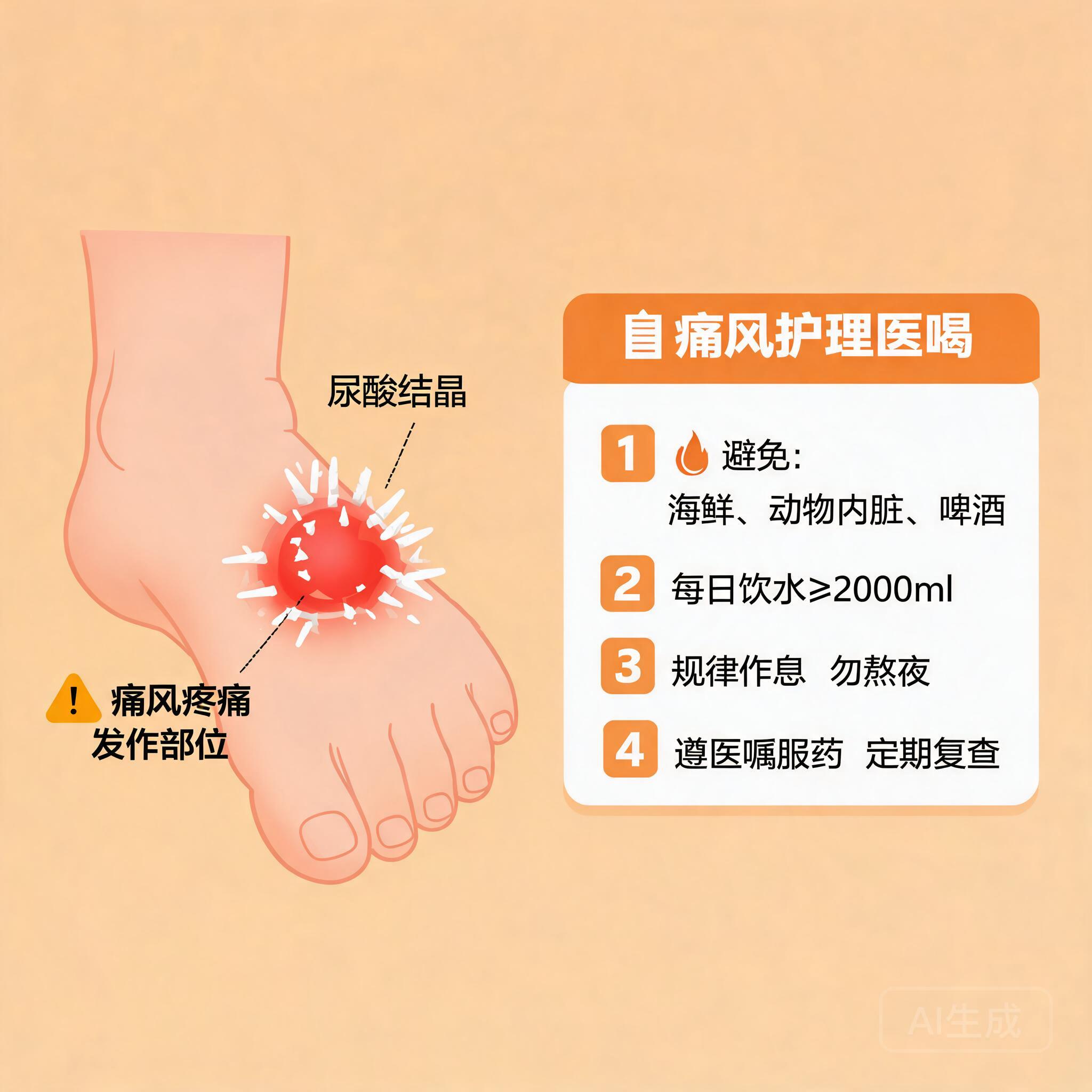 痛风科普示意图