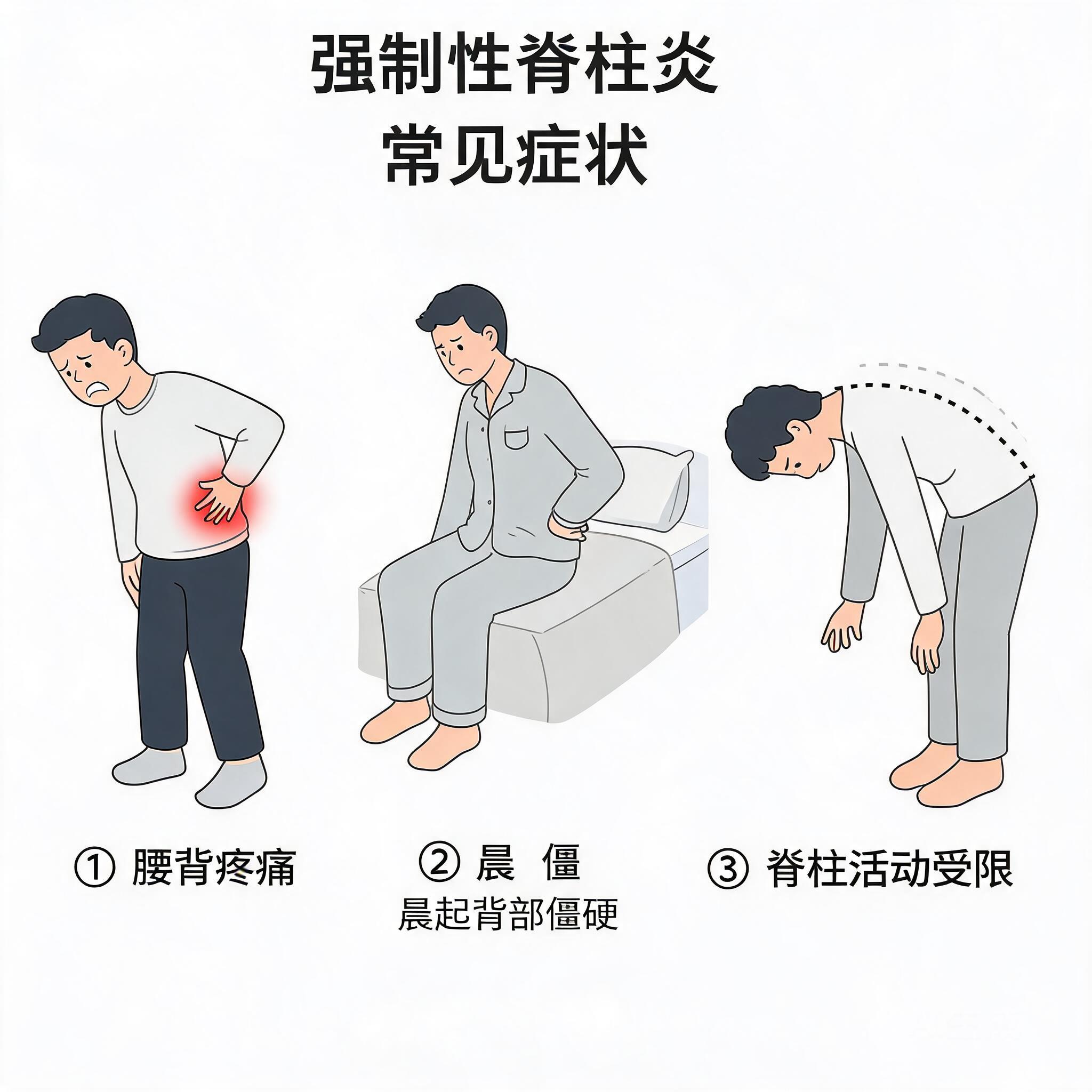 强直性脊柱炎常见症状科普插画