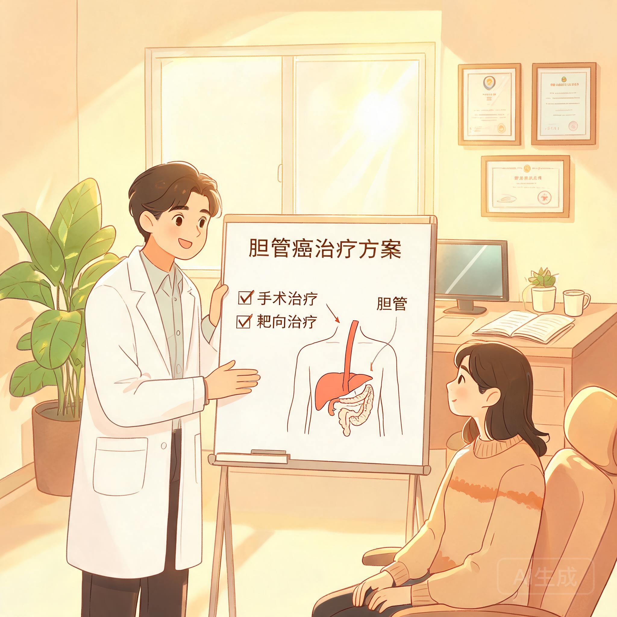 医生向患者讲解胆管癌治疗方案
